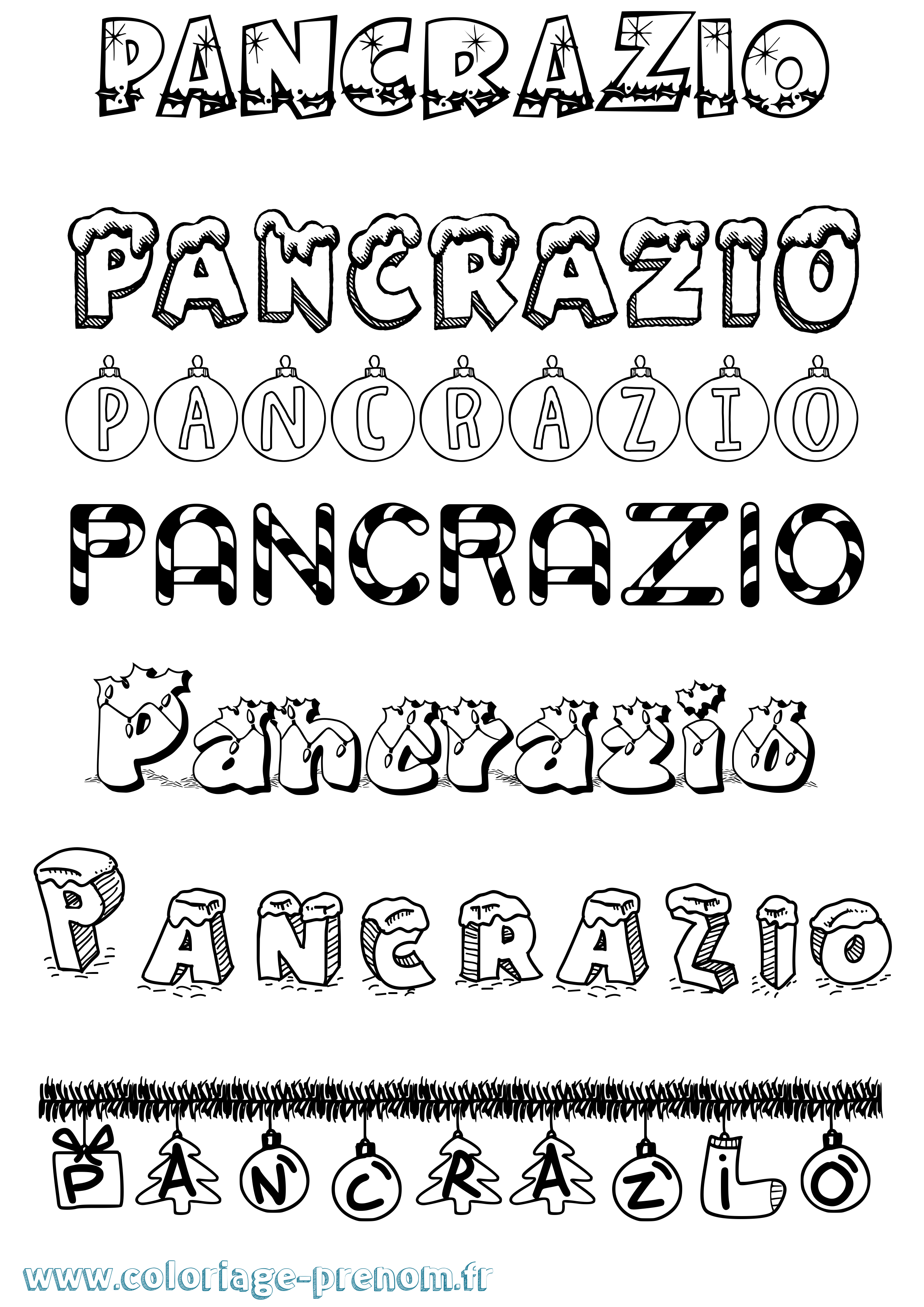 Coloriage Pancrazio Noël Coloriage prénom Pancrazio Noël