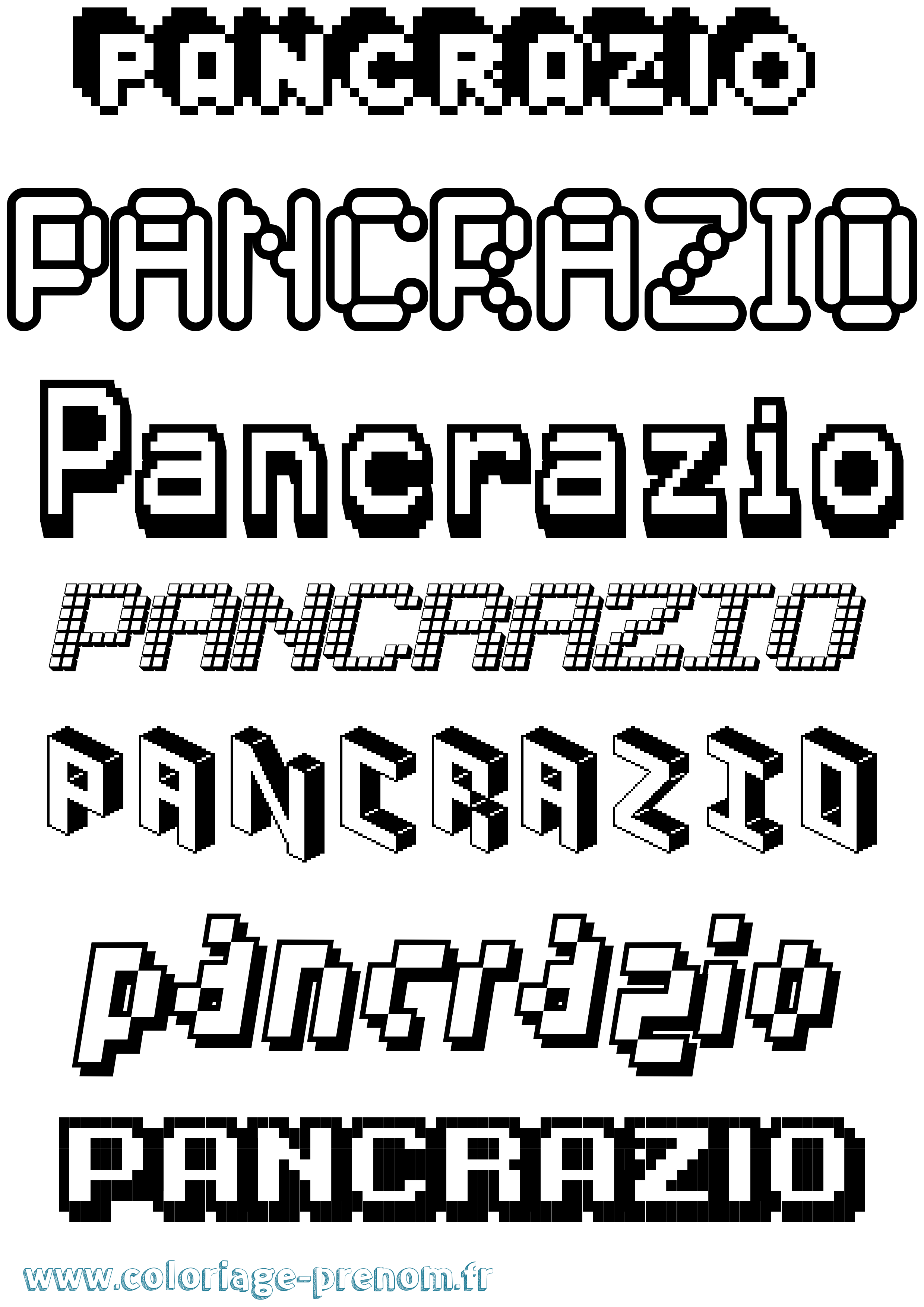 Coloriage prénom Pancrazio Pixel