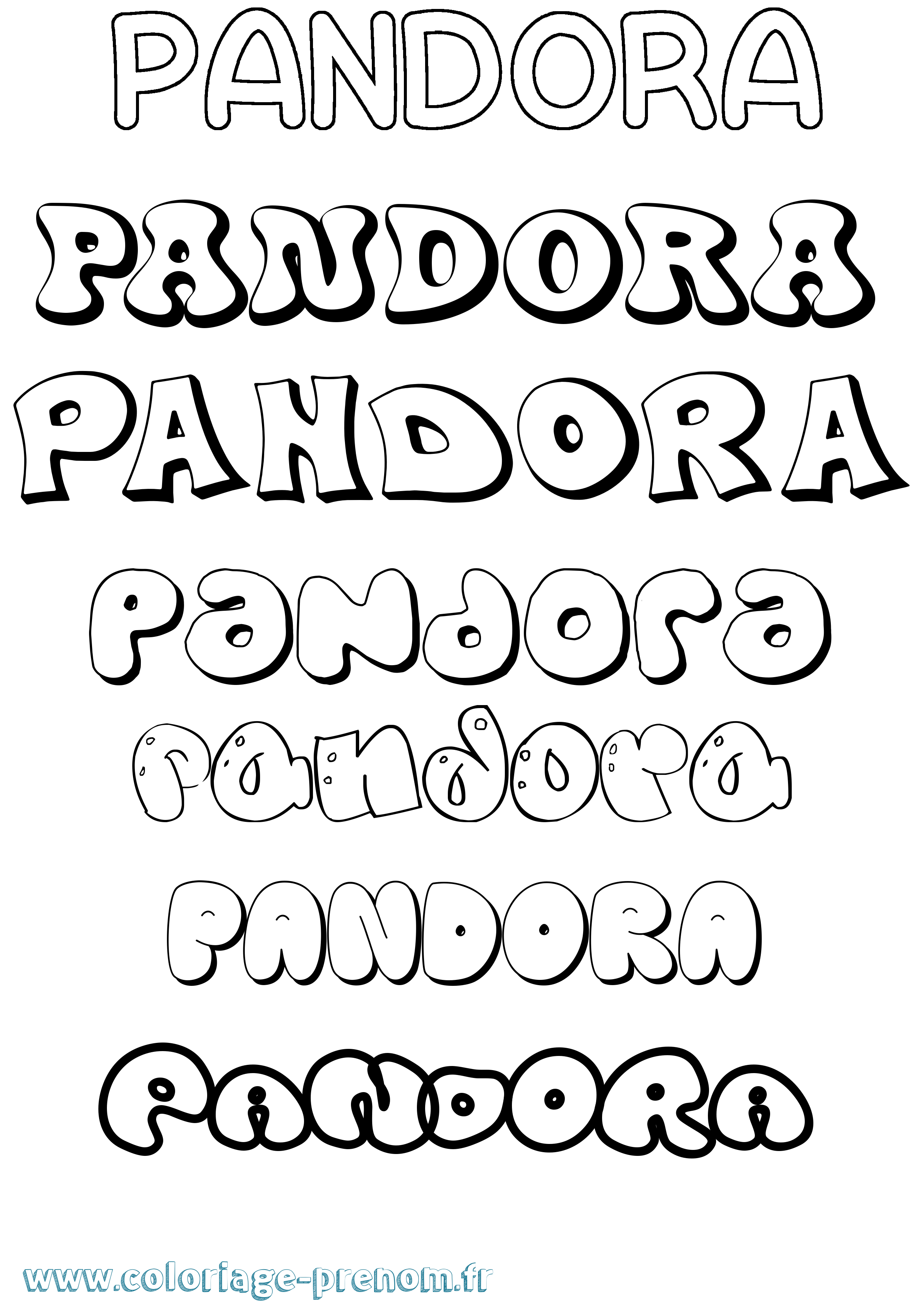 Coloriage prénom Pandora Bubble