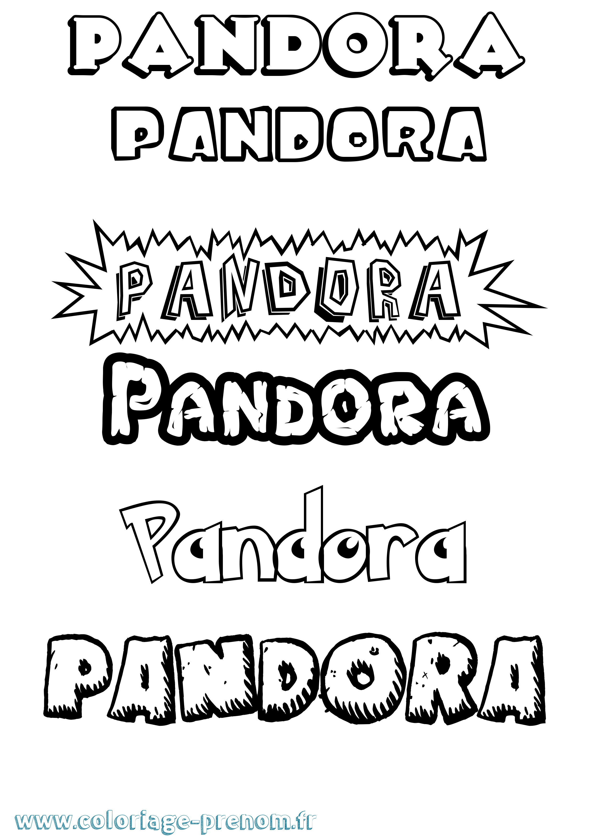 Coloriage prénom Pandora Dessin Animé
