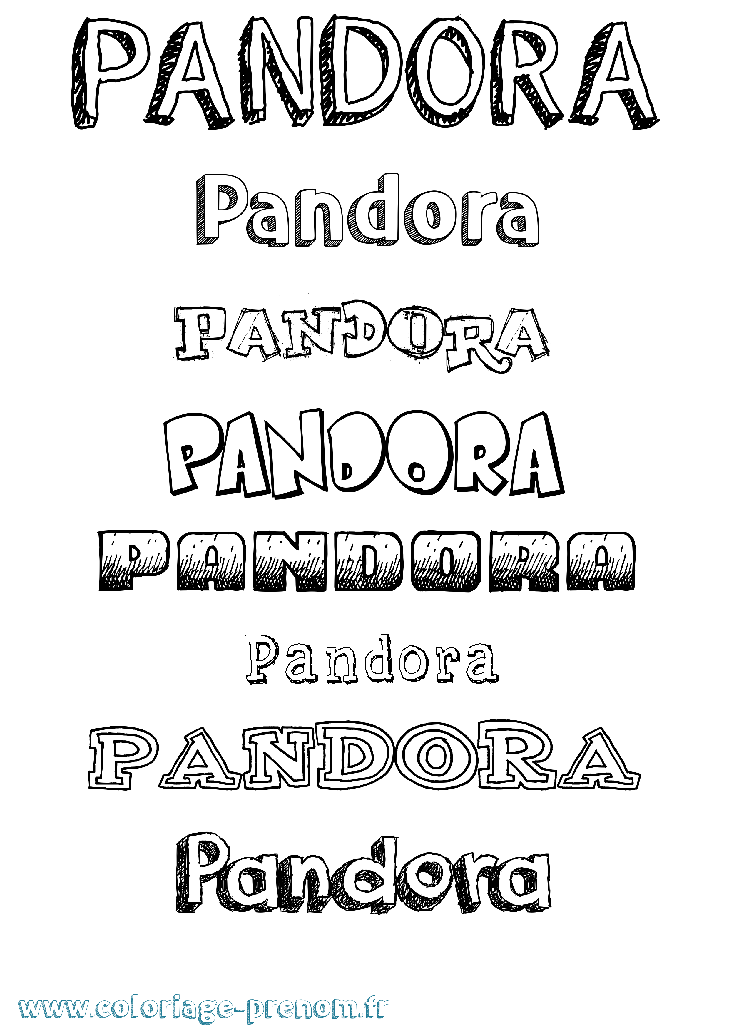 Coloriage prénom Pandora Dessiné