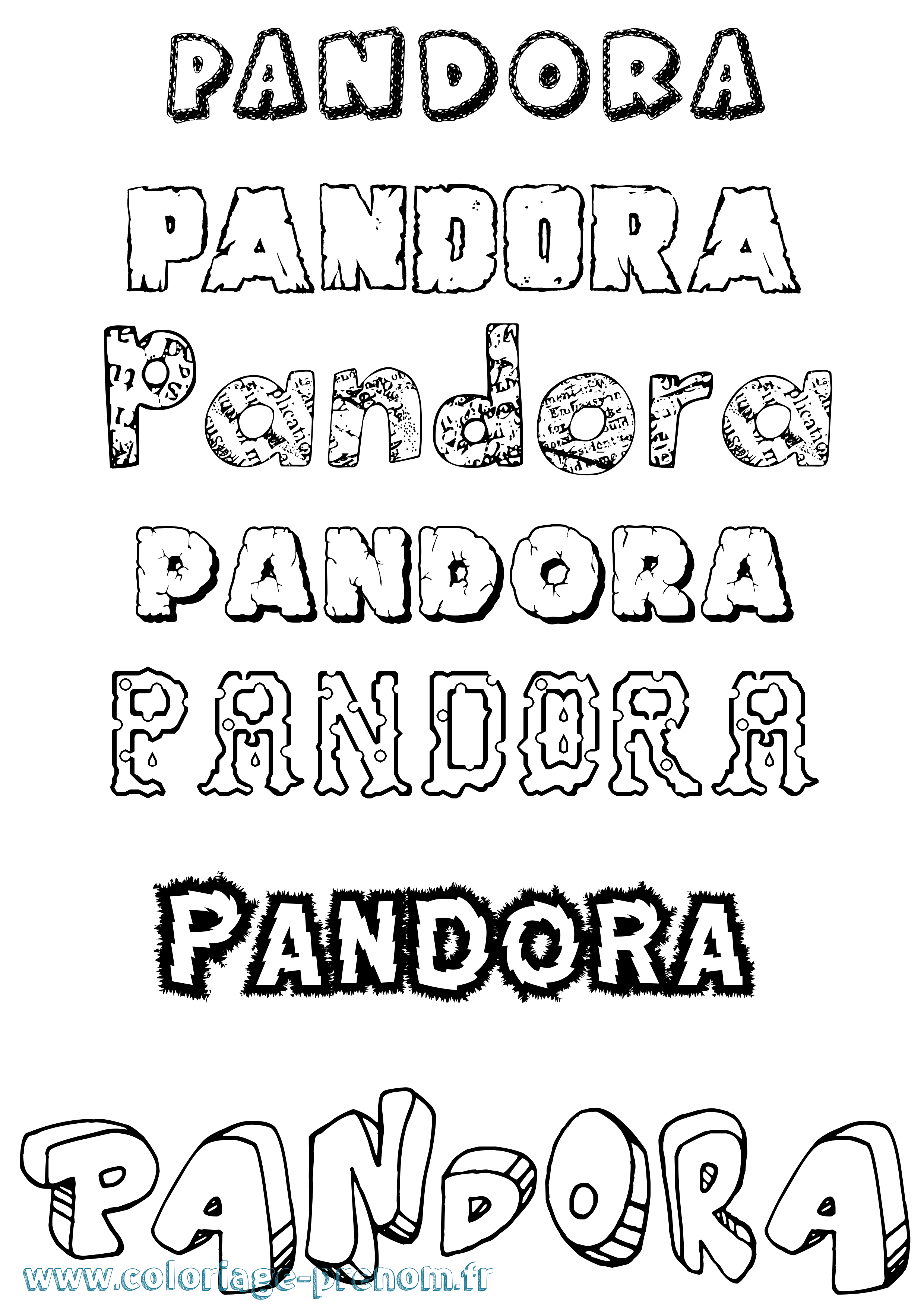 Coloriage prénom Pandora Destructuré