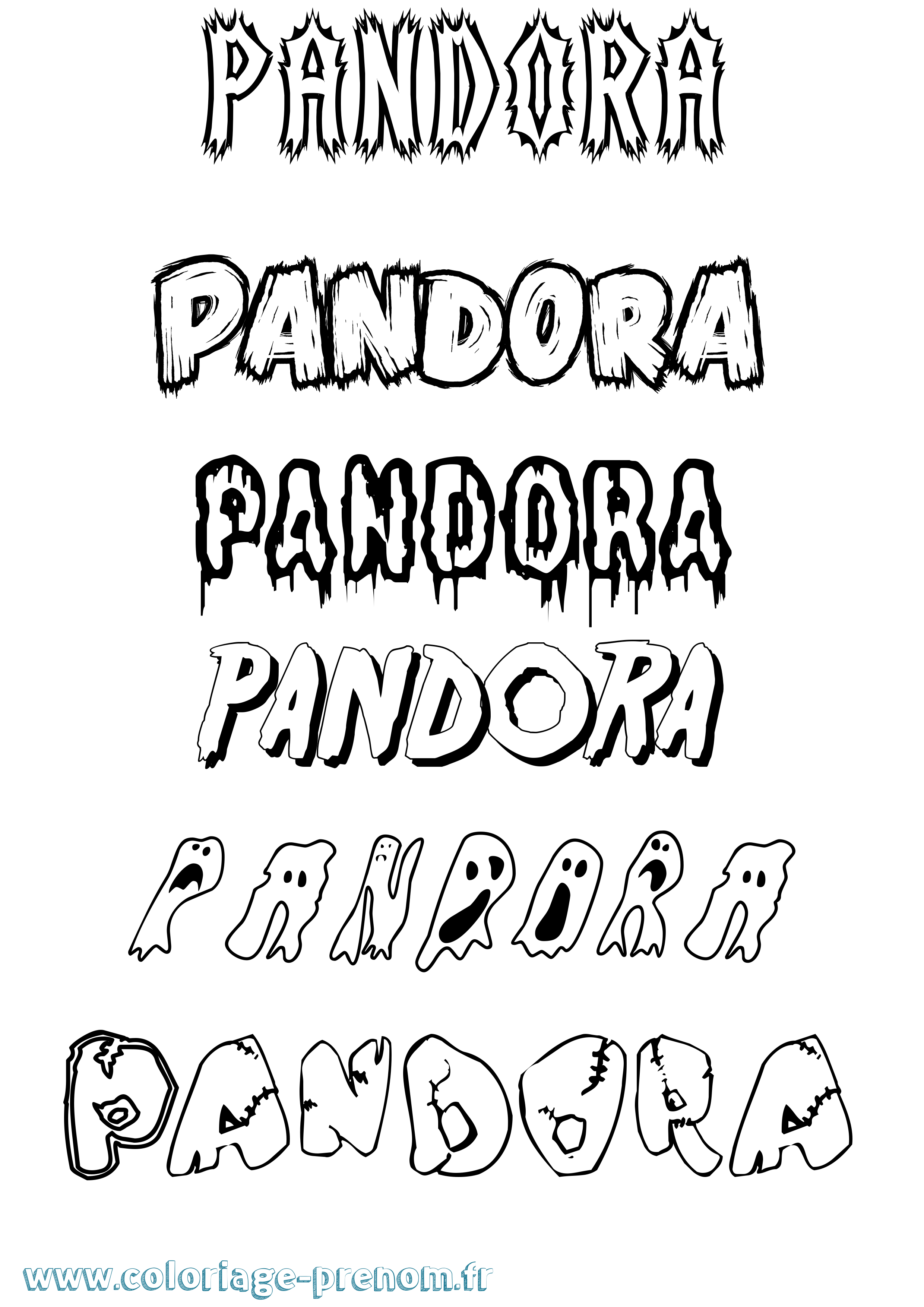 Coloriage prénom Pandora Frisson