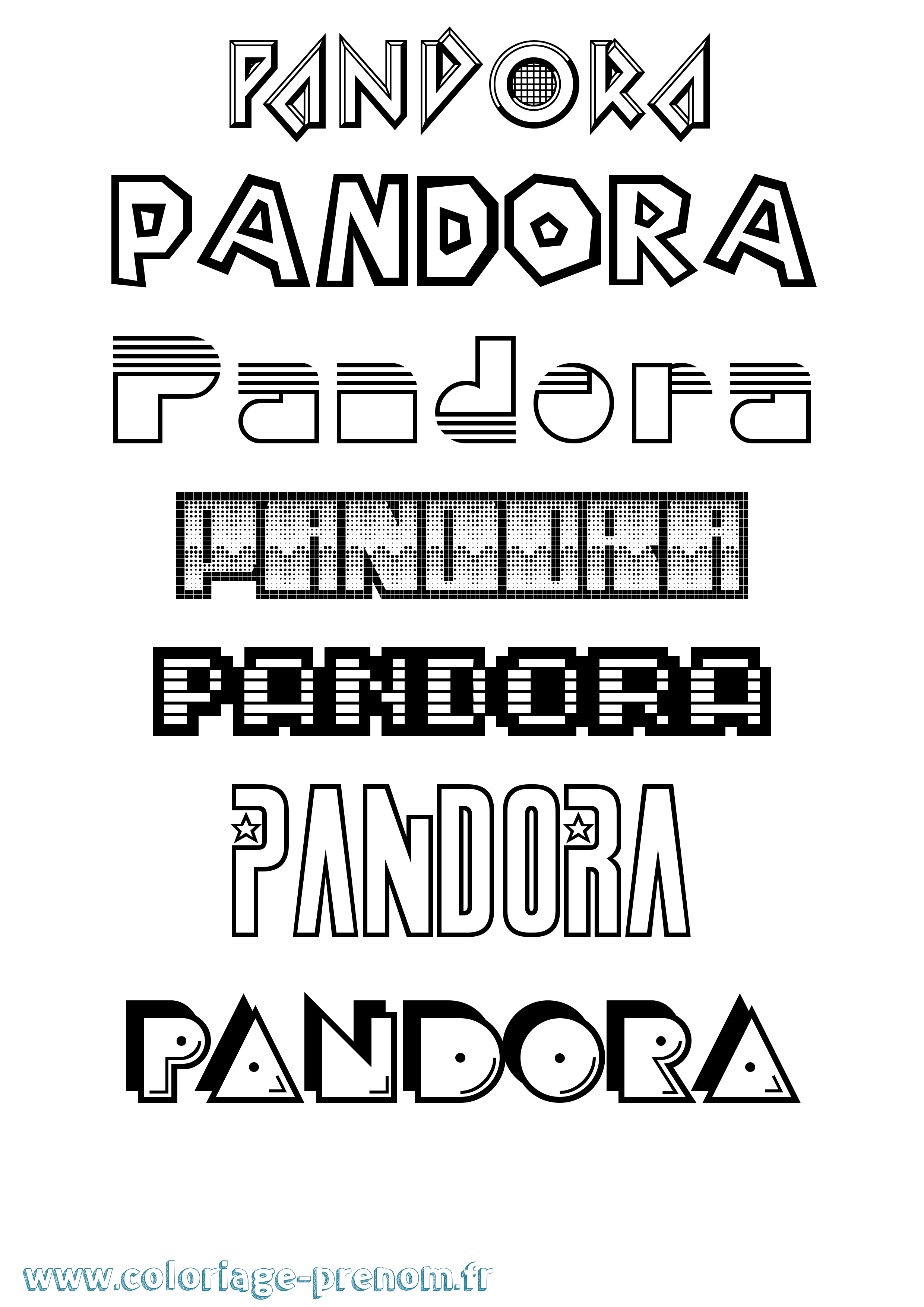 Coloriage prénom Pandora Jeux Vidéos