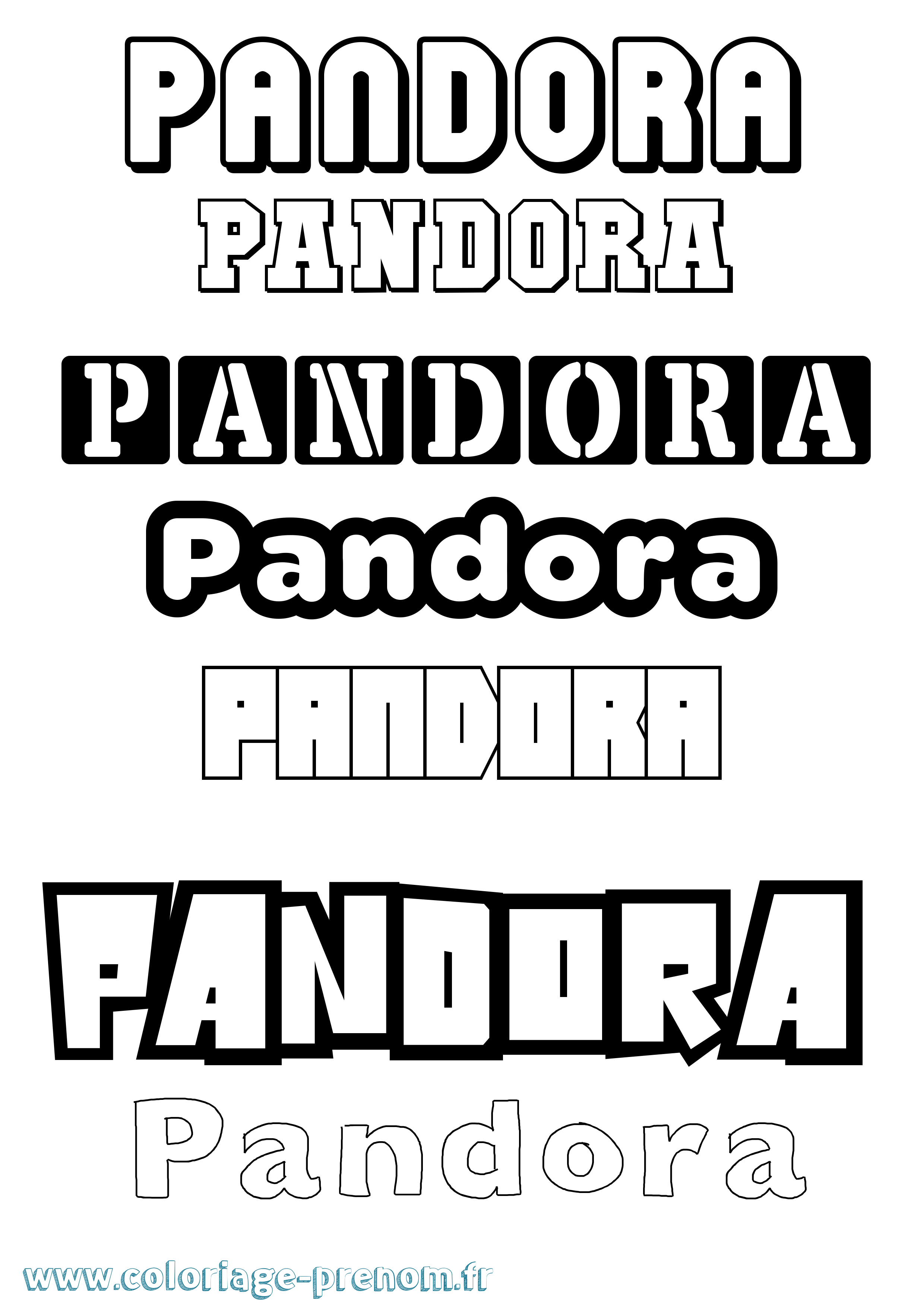 Coloriage prénom Pandora Simple