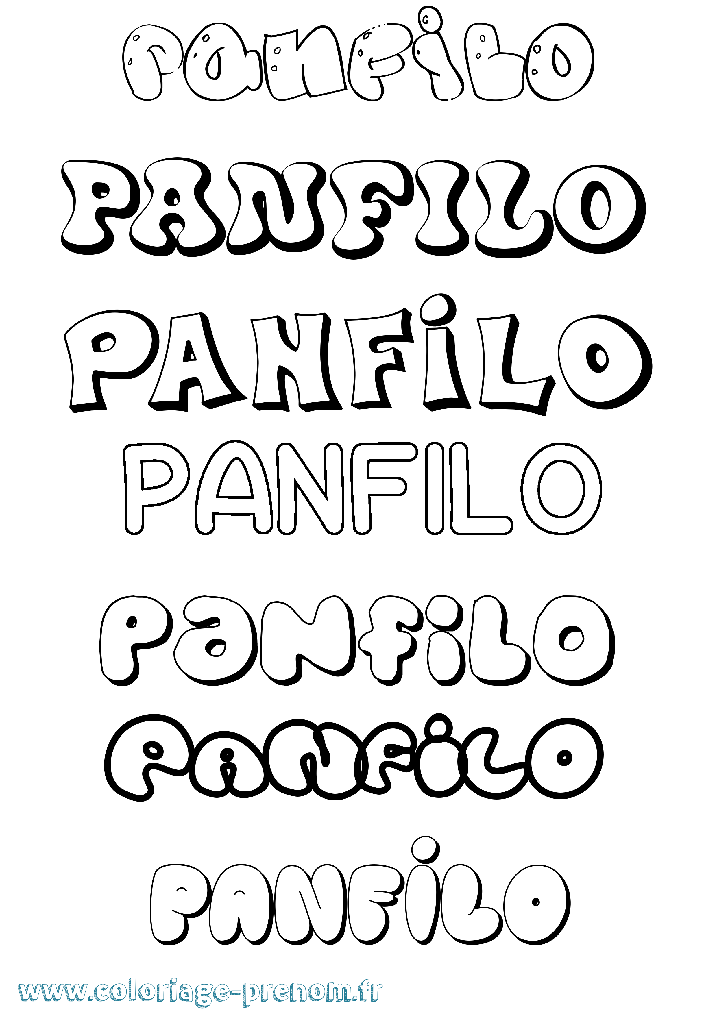 Coloriage Panfilo Bubble Coloriage prénom Panfilo Bubble