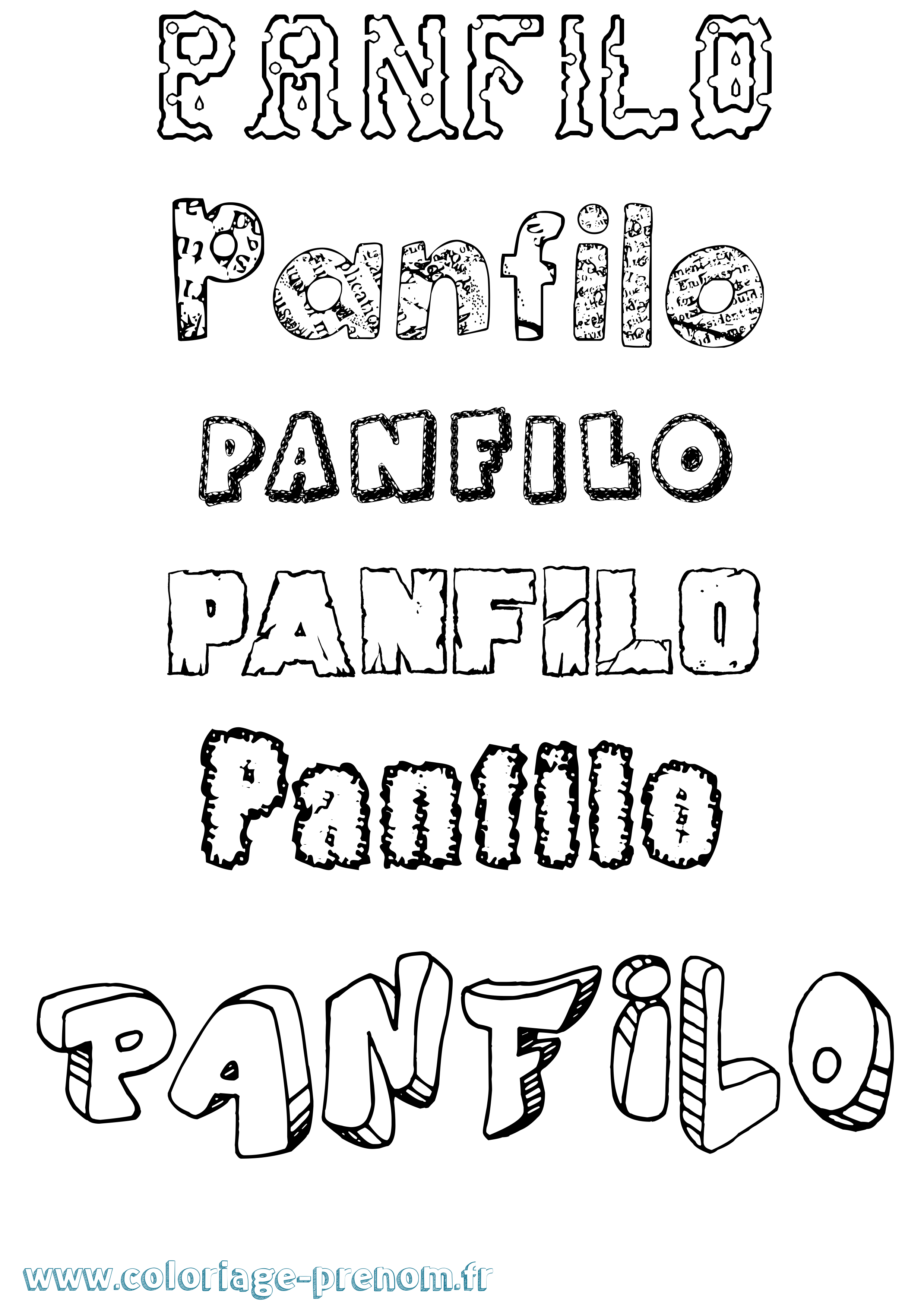 Coloriage Panfilo Destructuré Coloriage prénom Panfilo Destructuré