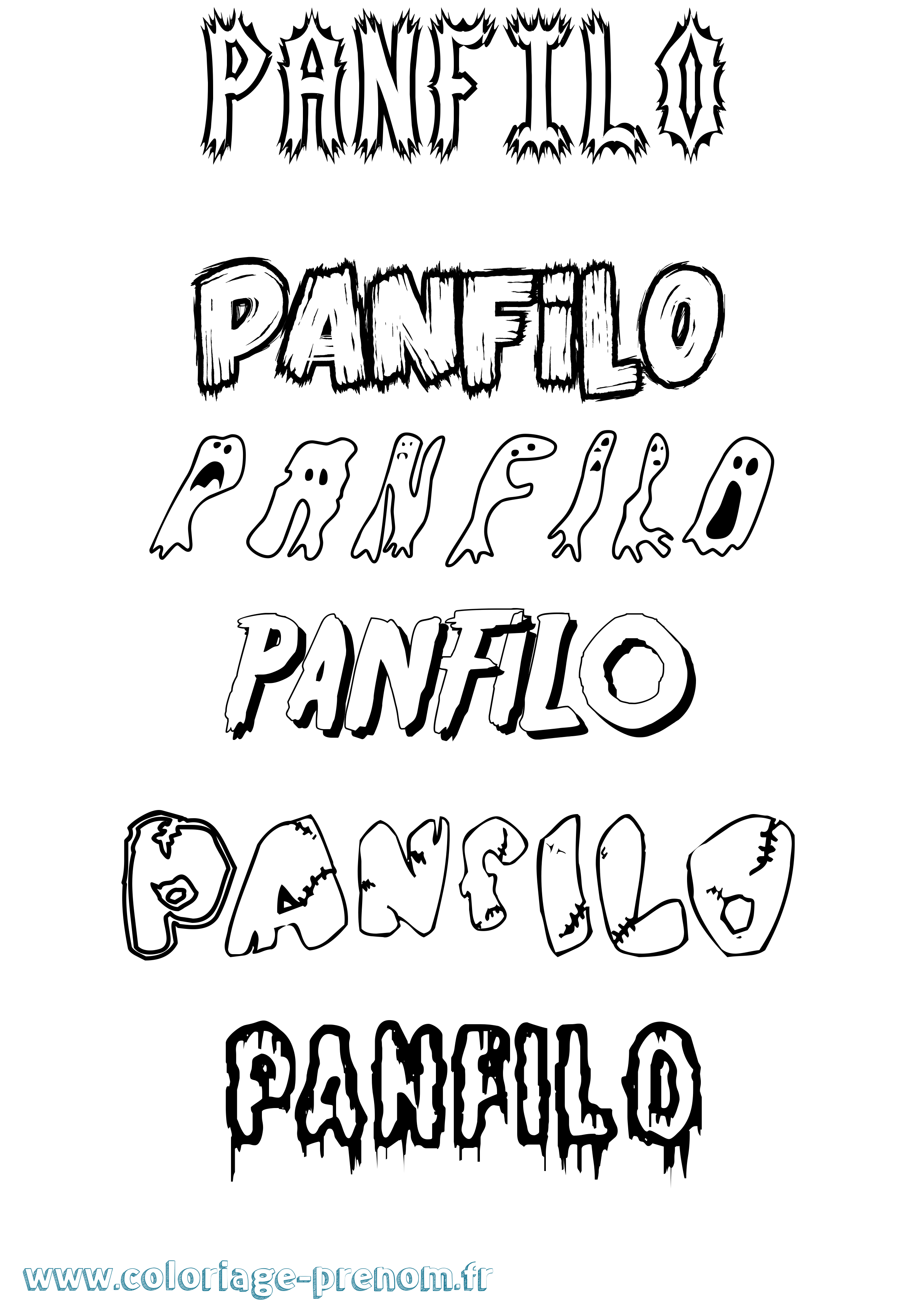 Coloriage Panfilo Frisson Coloriage prénom Panfilo Frisson