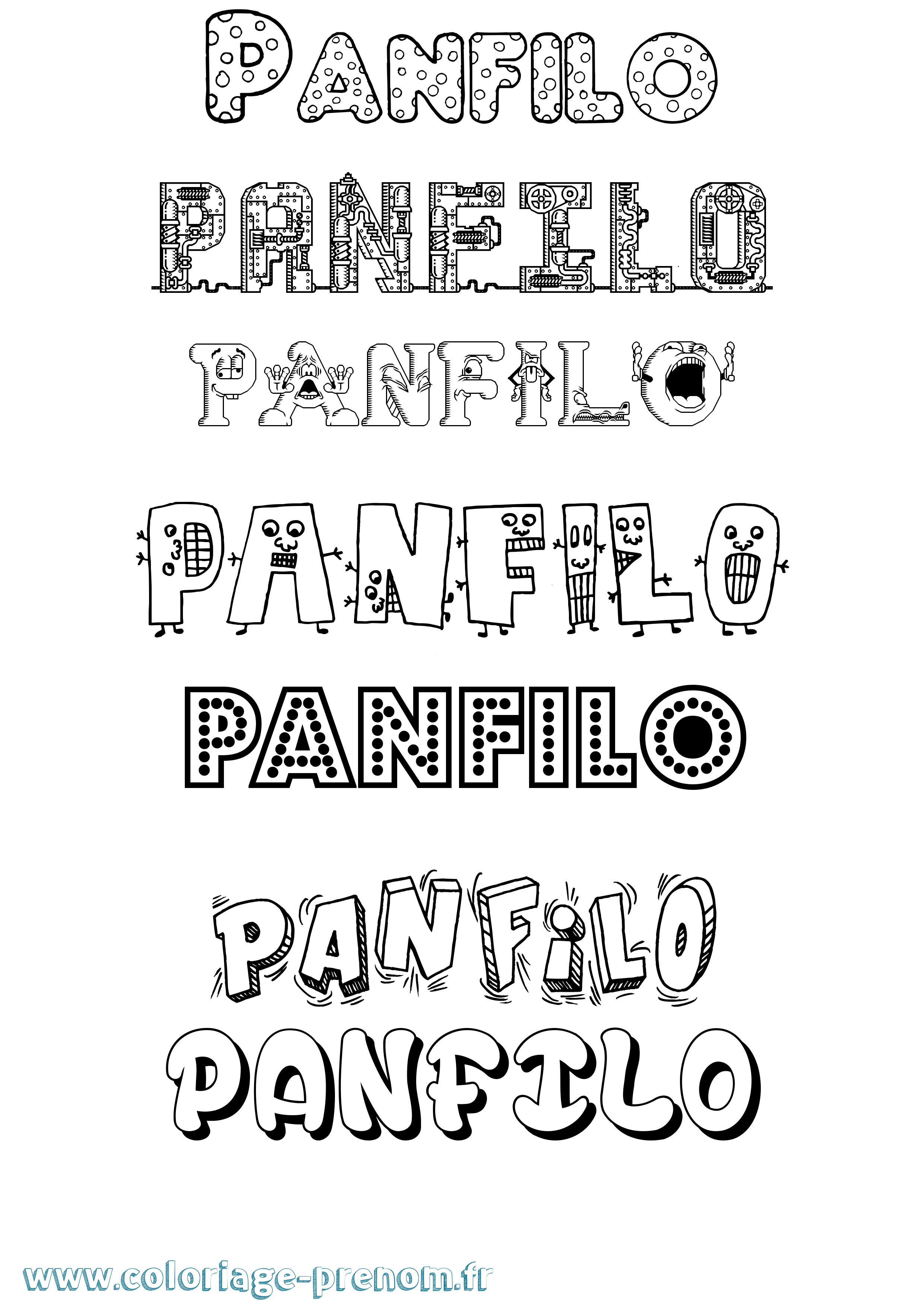 Coloriage Panfilo Fun Coloriage prénom Panfilo Fun