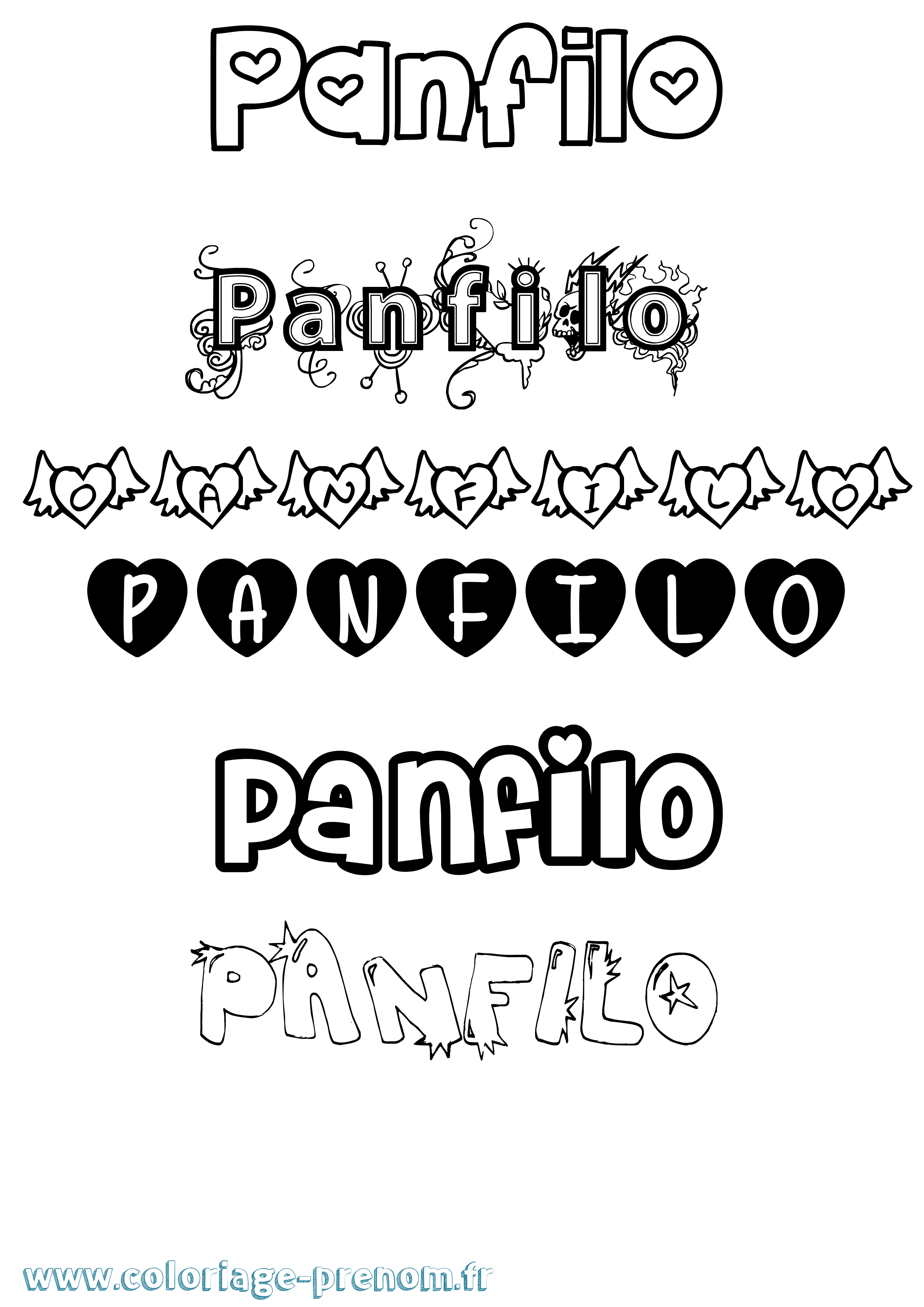 Coloriage Panfilo Girly Coloriage prénom Panfilo Girly