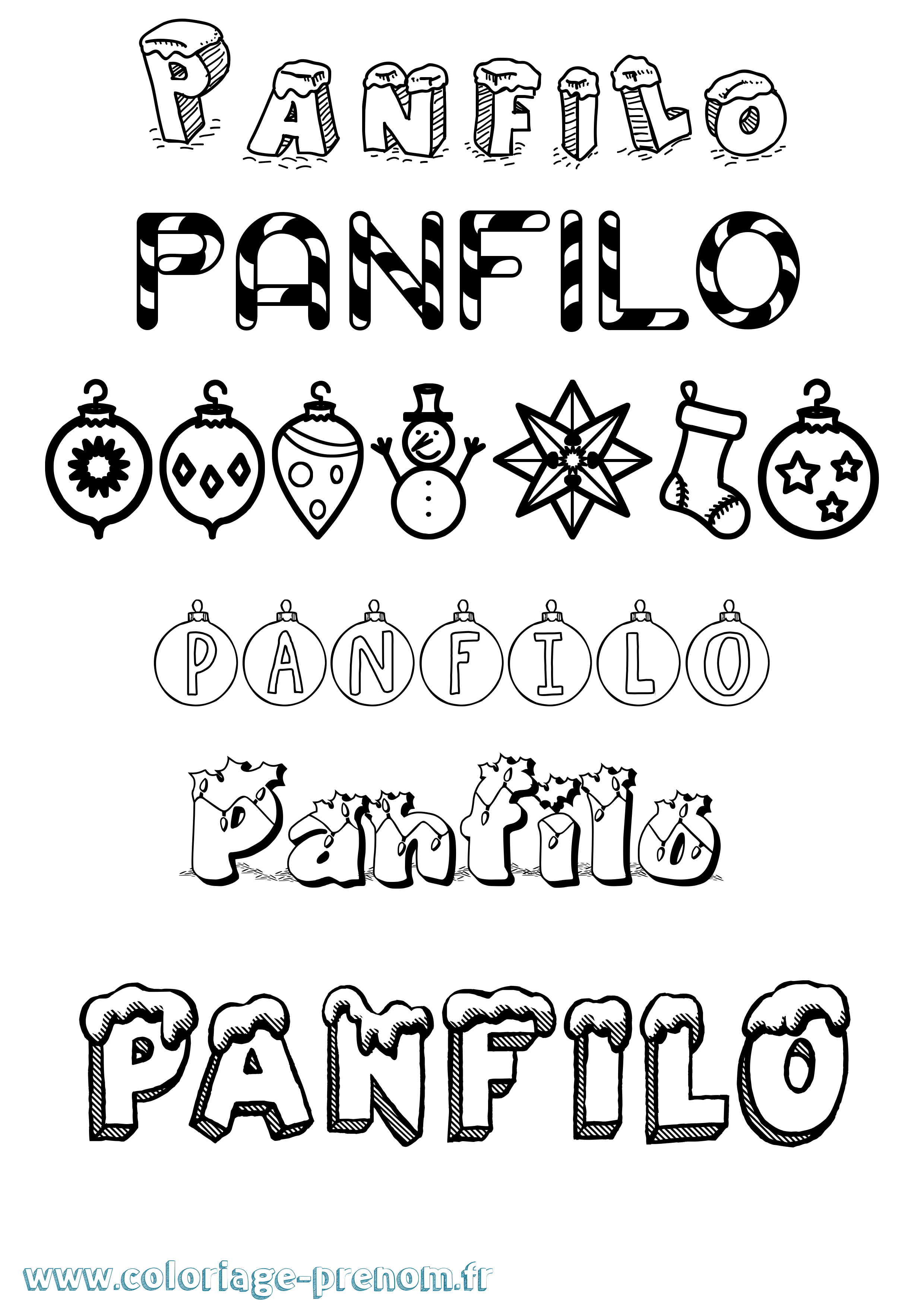 Coloriage Panfilo Noël Coloriage prénom Panfilo Noël