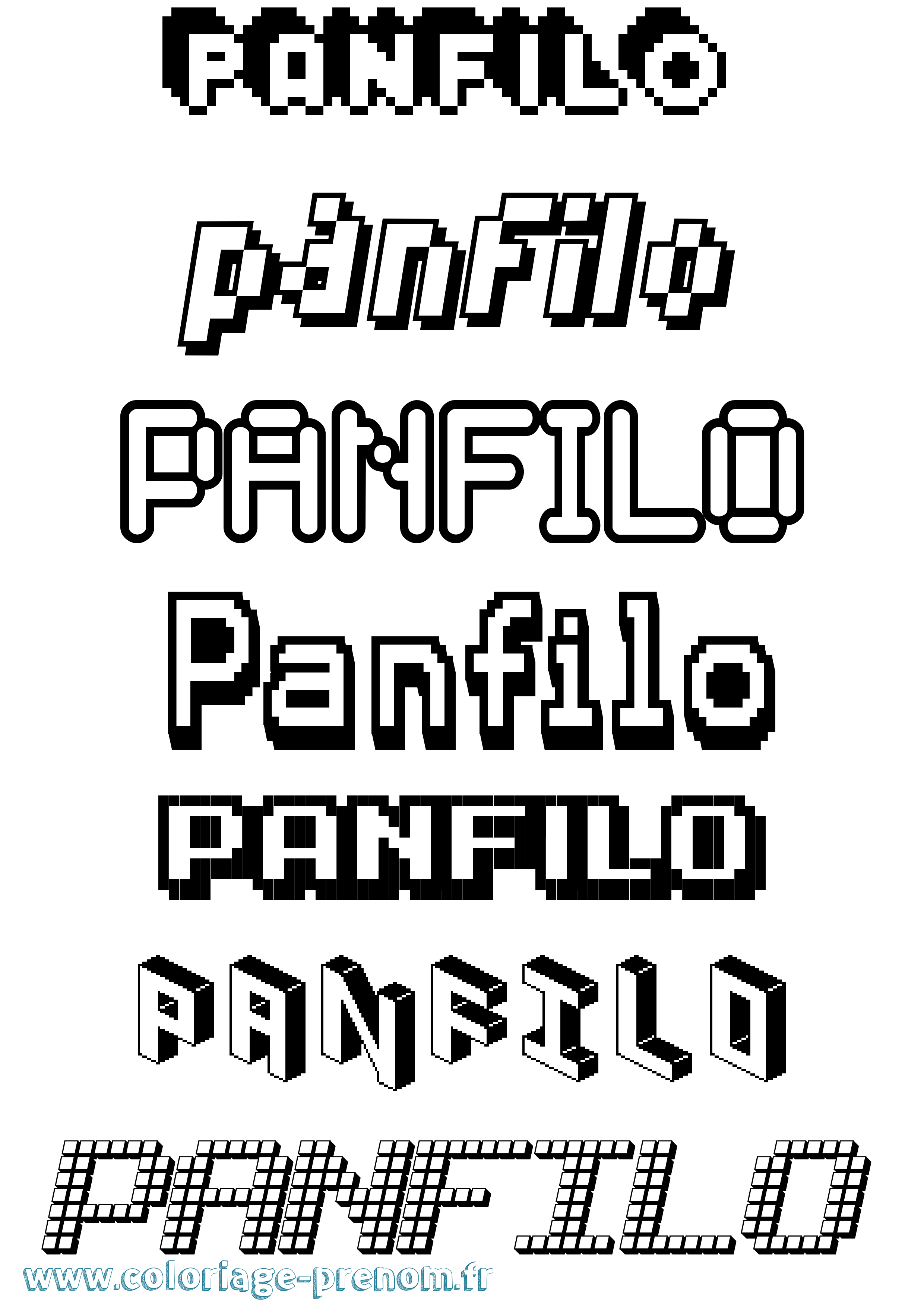 Coloriage Panfilo Pixel Coloriage prénom Panfilo Pixel