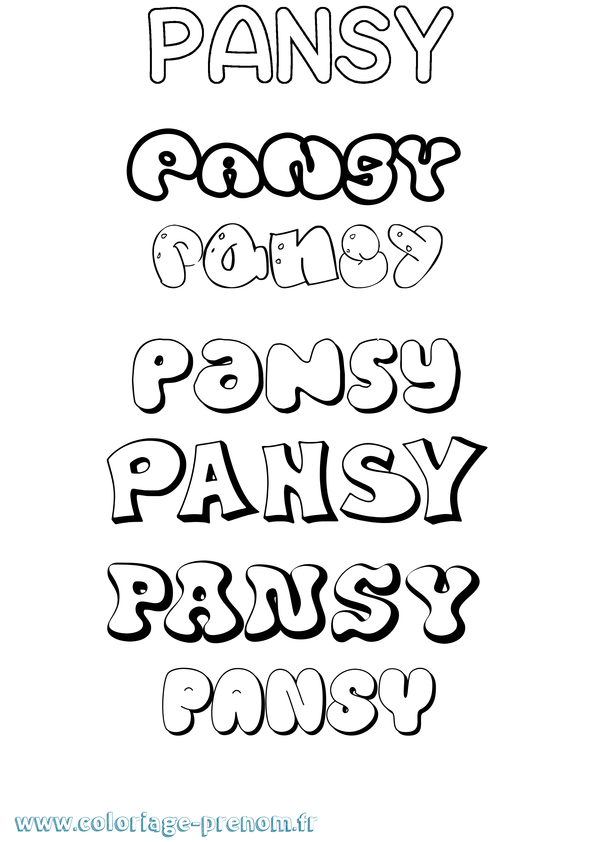 Coloriage prénom Pansy Bubble