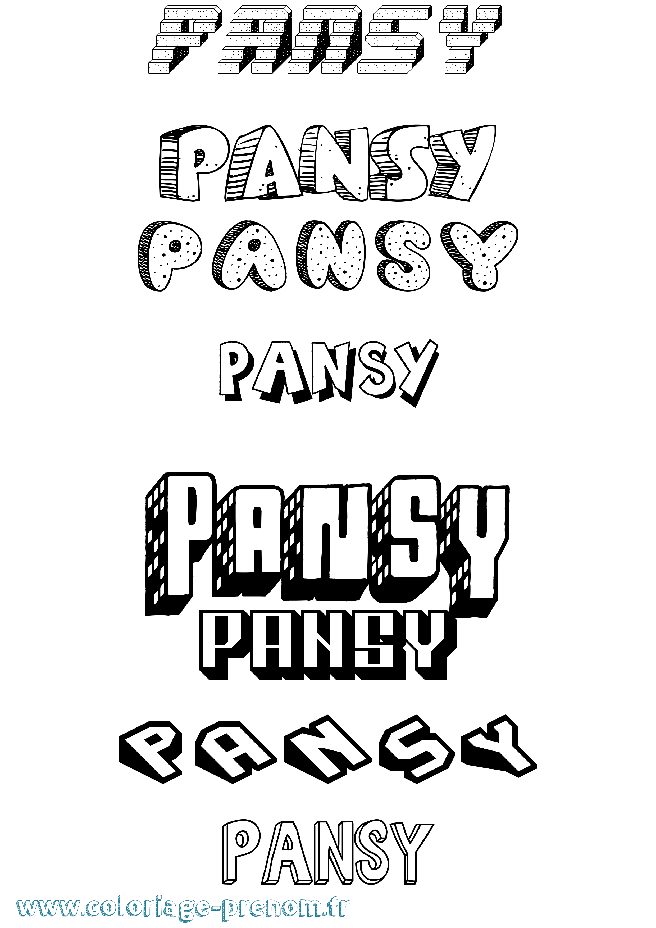 Coloriage prénom Pansy Effet 3D