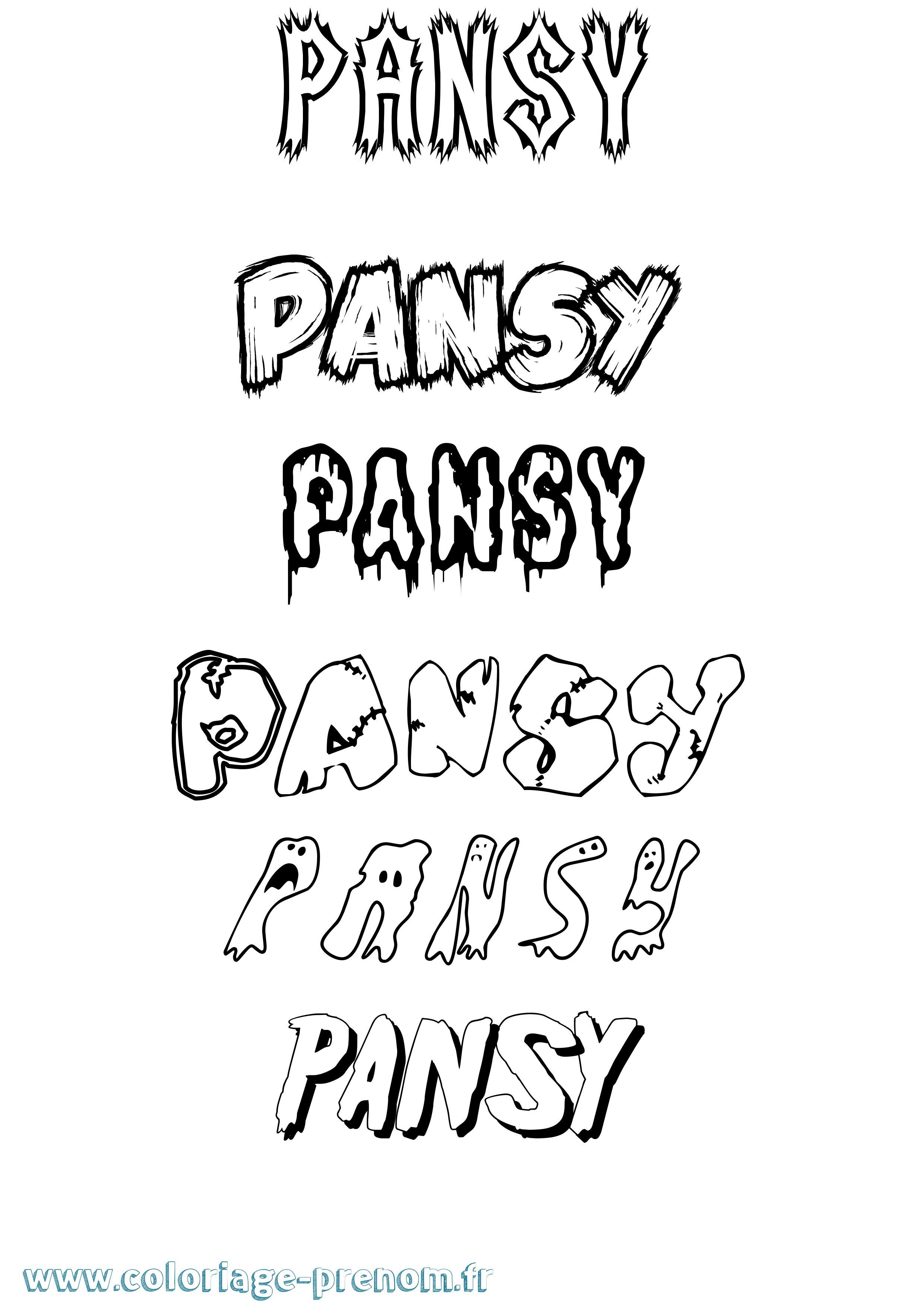 Coloriage prénom Pansy Frisson