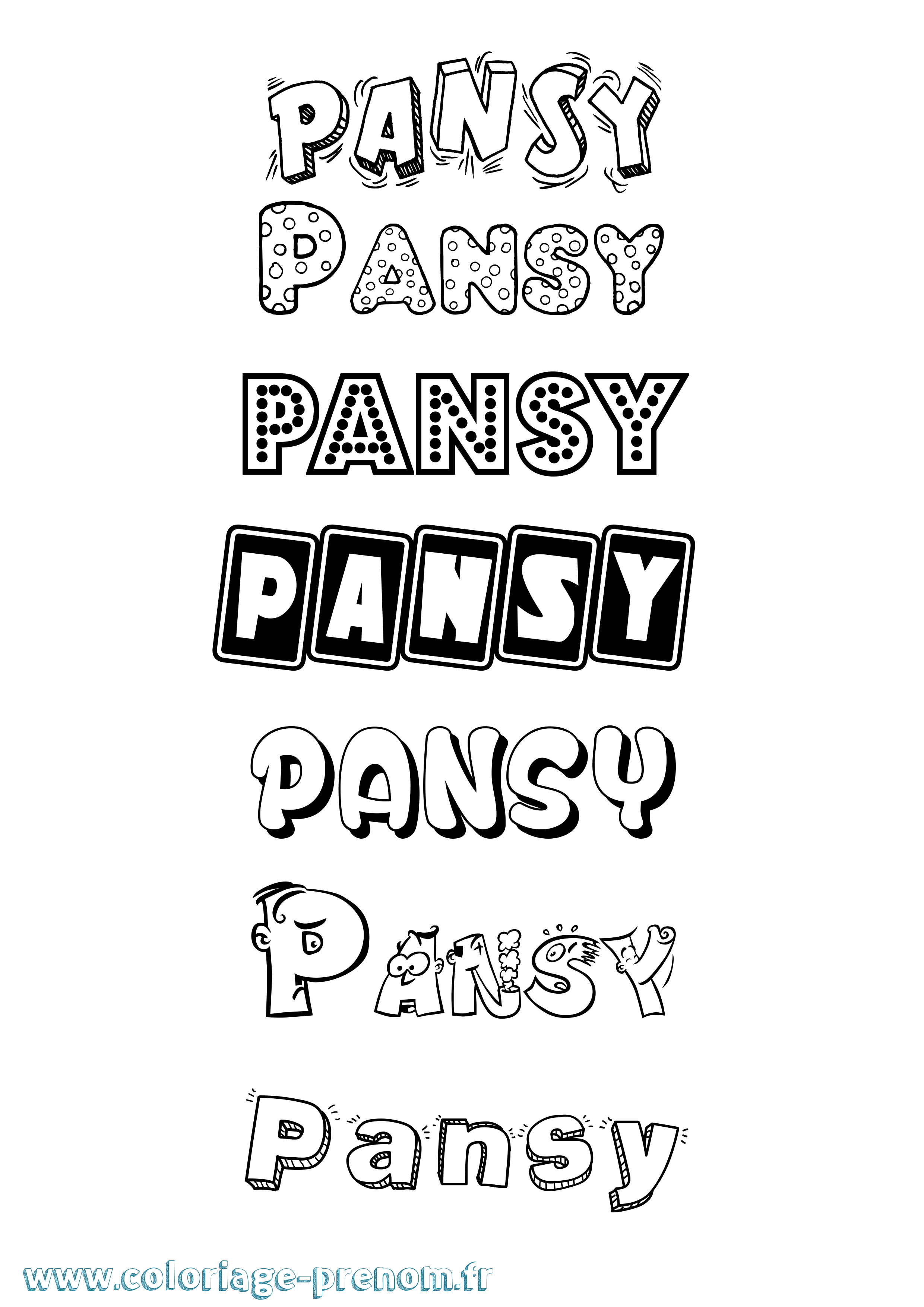 Coloriage prénom Pansy Fun