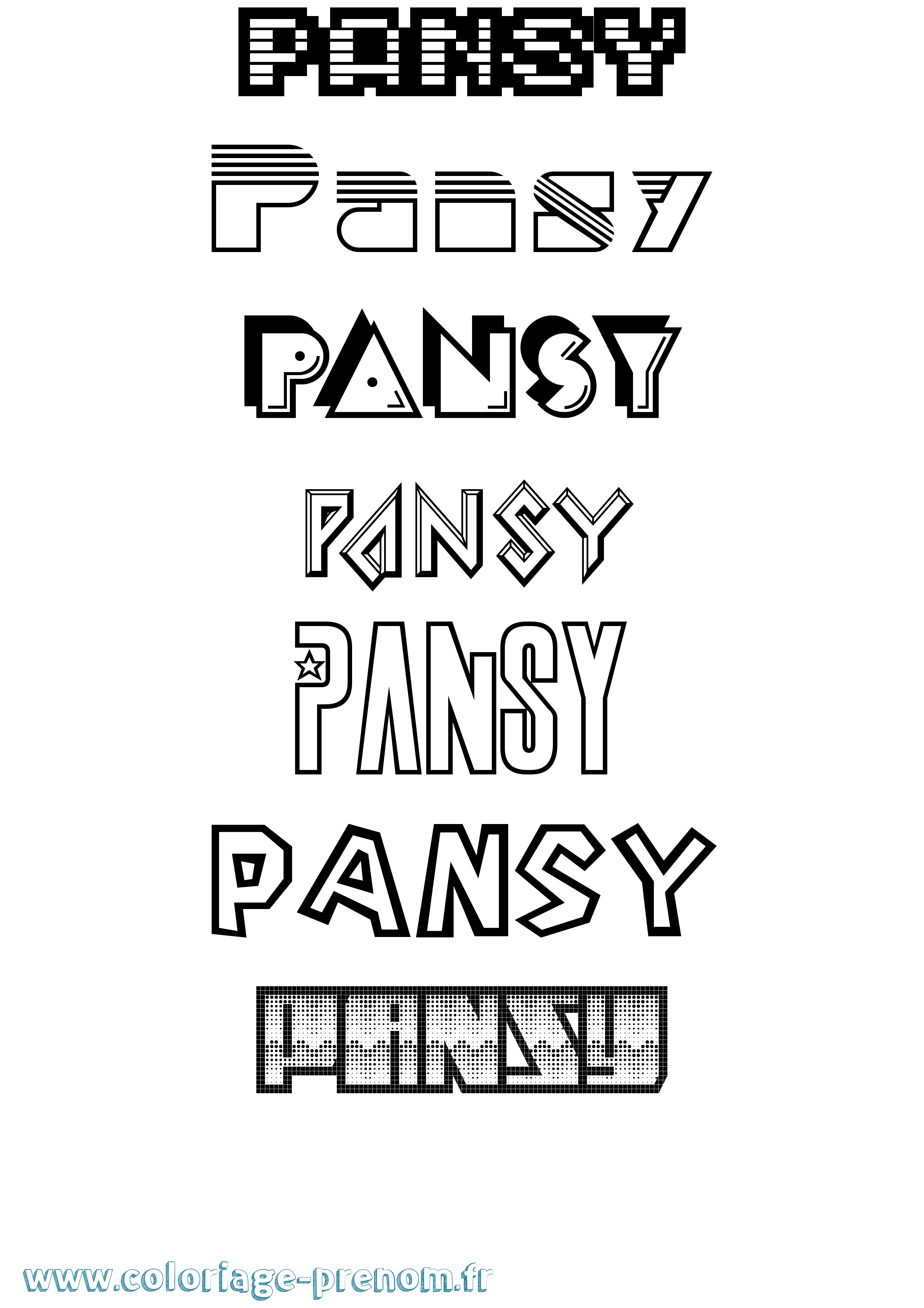 Coloriage prénom Pansy Jeux Vidéos
