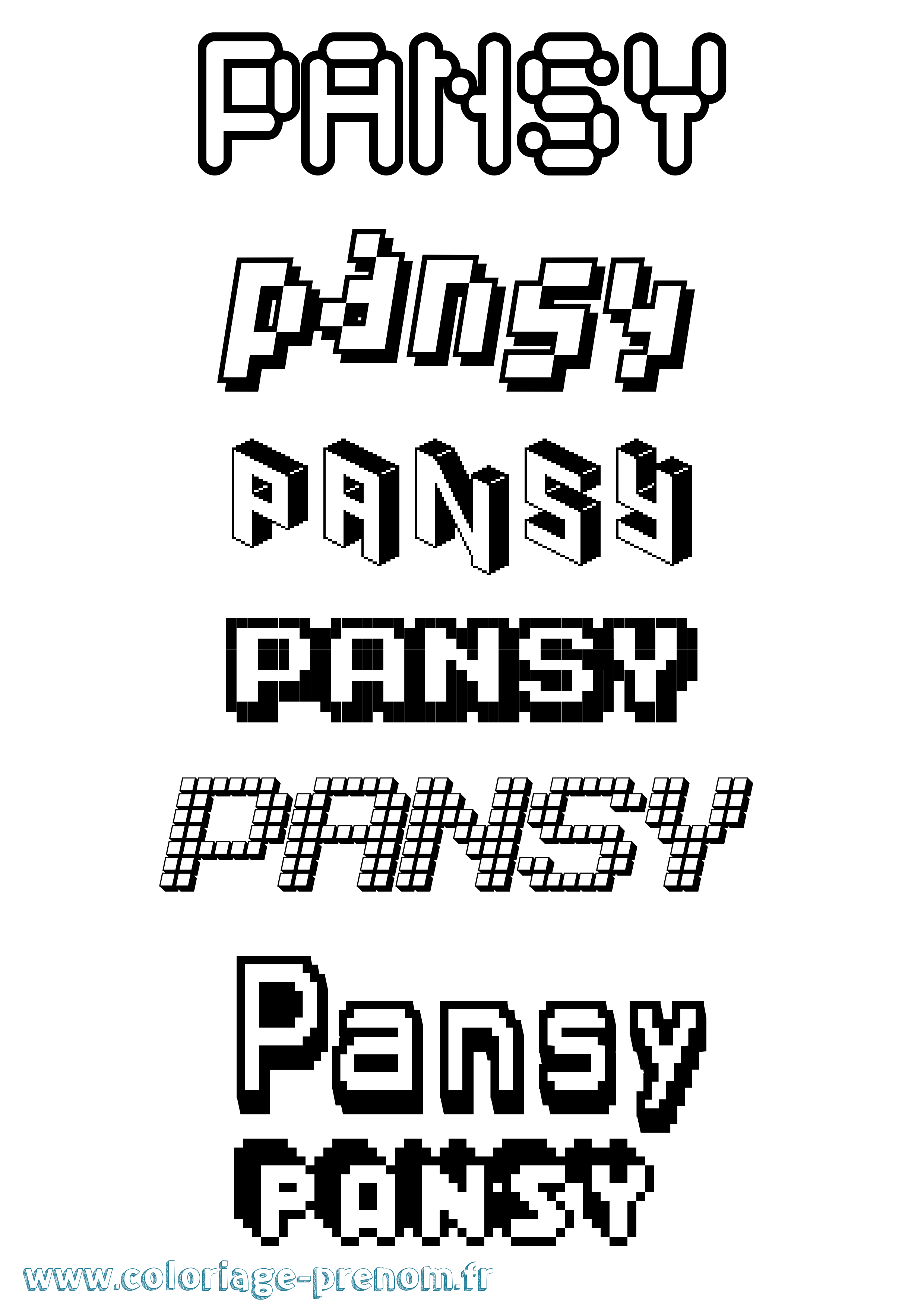 Coloriage prénom Pansy Pixel