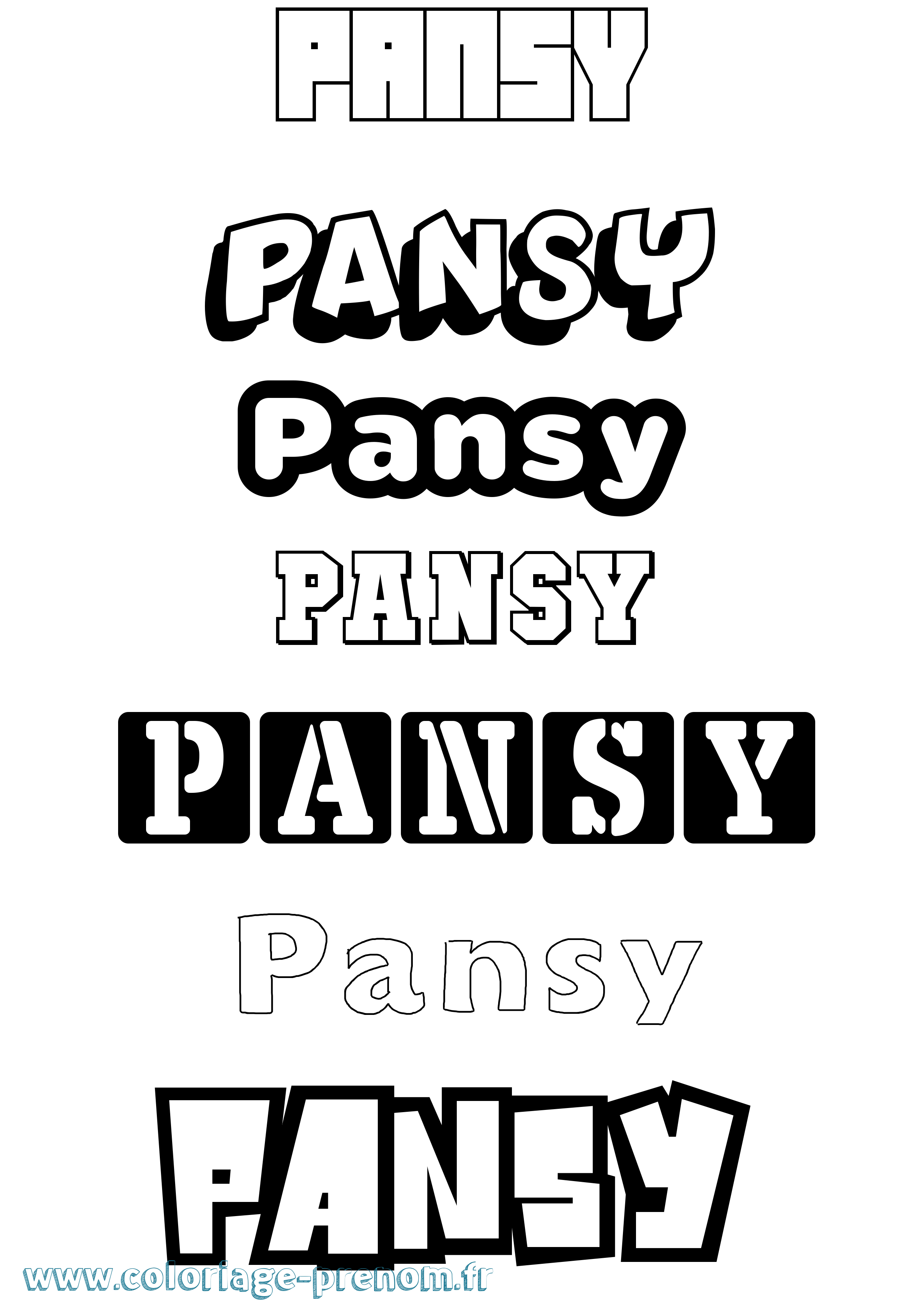 Coloriage prénom Pansy Simple