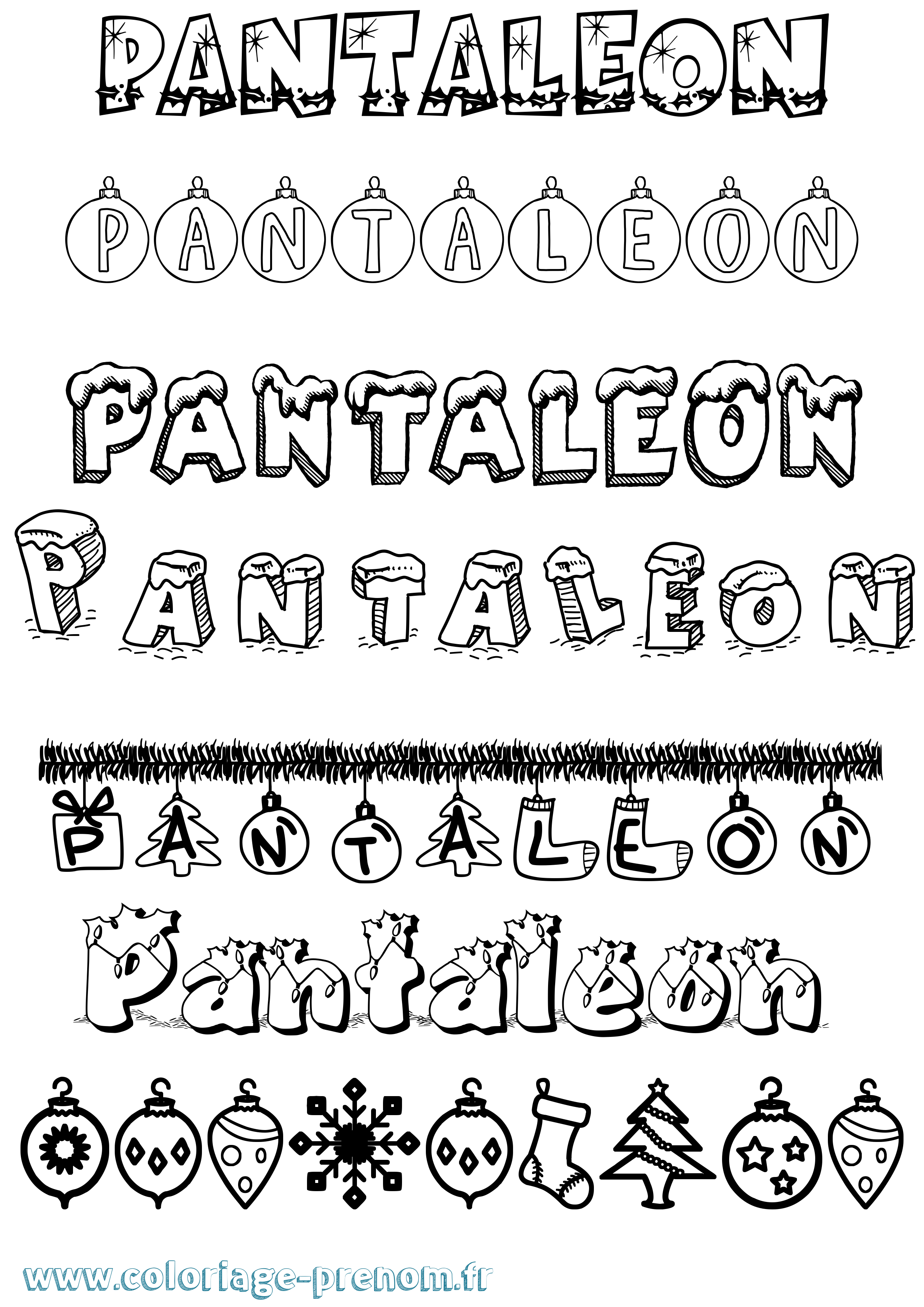 Coloriage prénom Pantaleon Noël