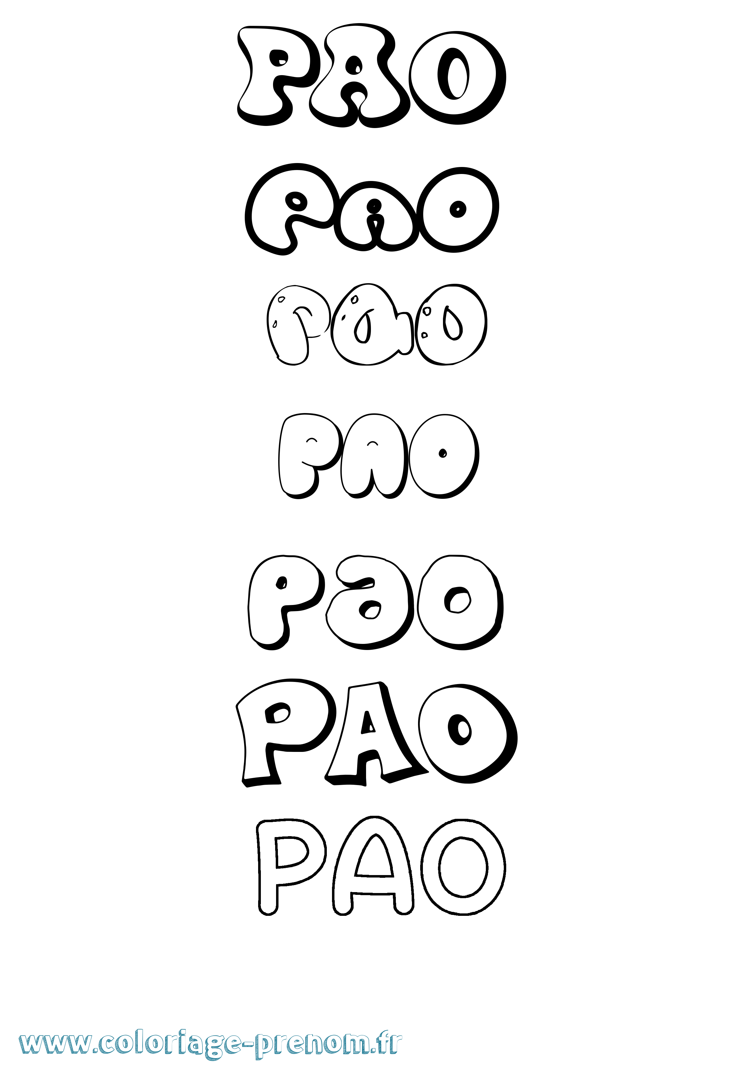 Coloriage prénom Pao Bubble