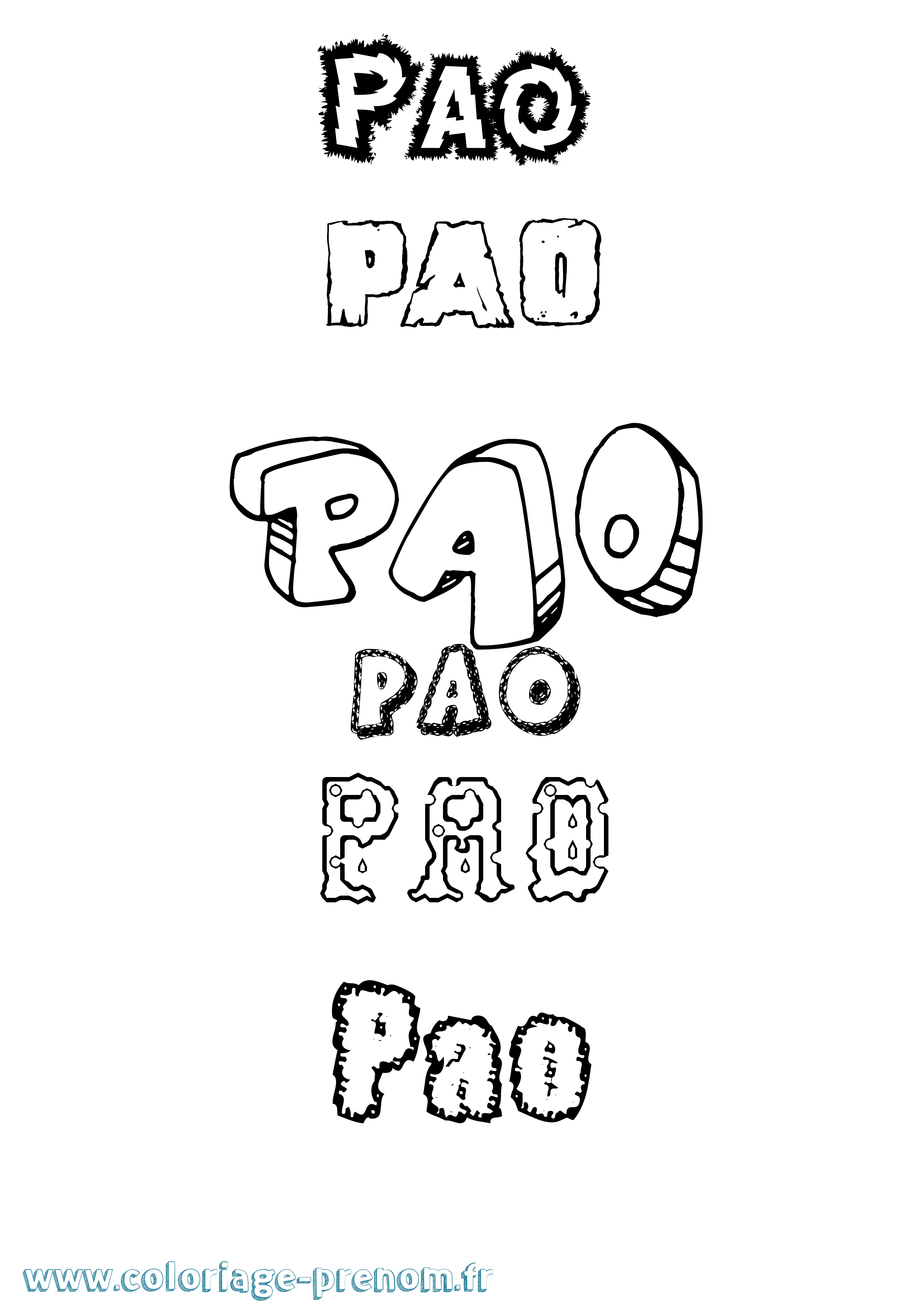 Coloriage prénom Pao Destructuré