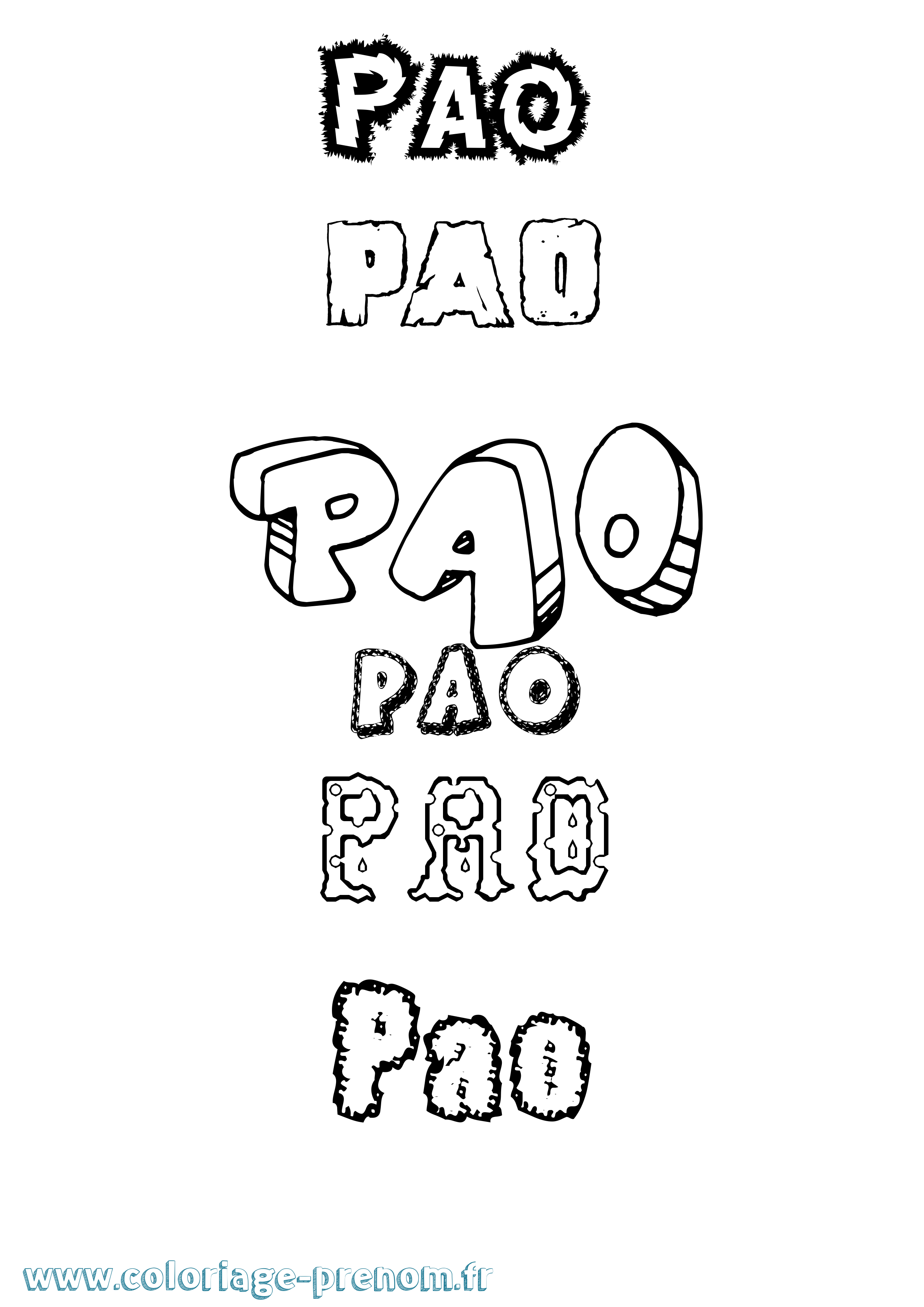 Coloriage Pao Destructuré Coloriage prénom Pao Destructuré