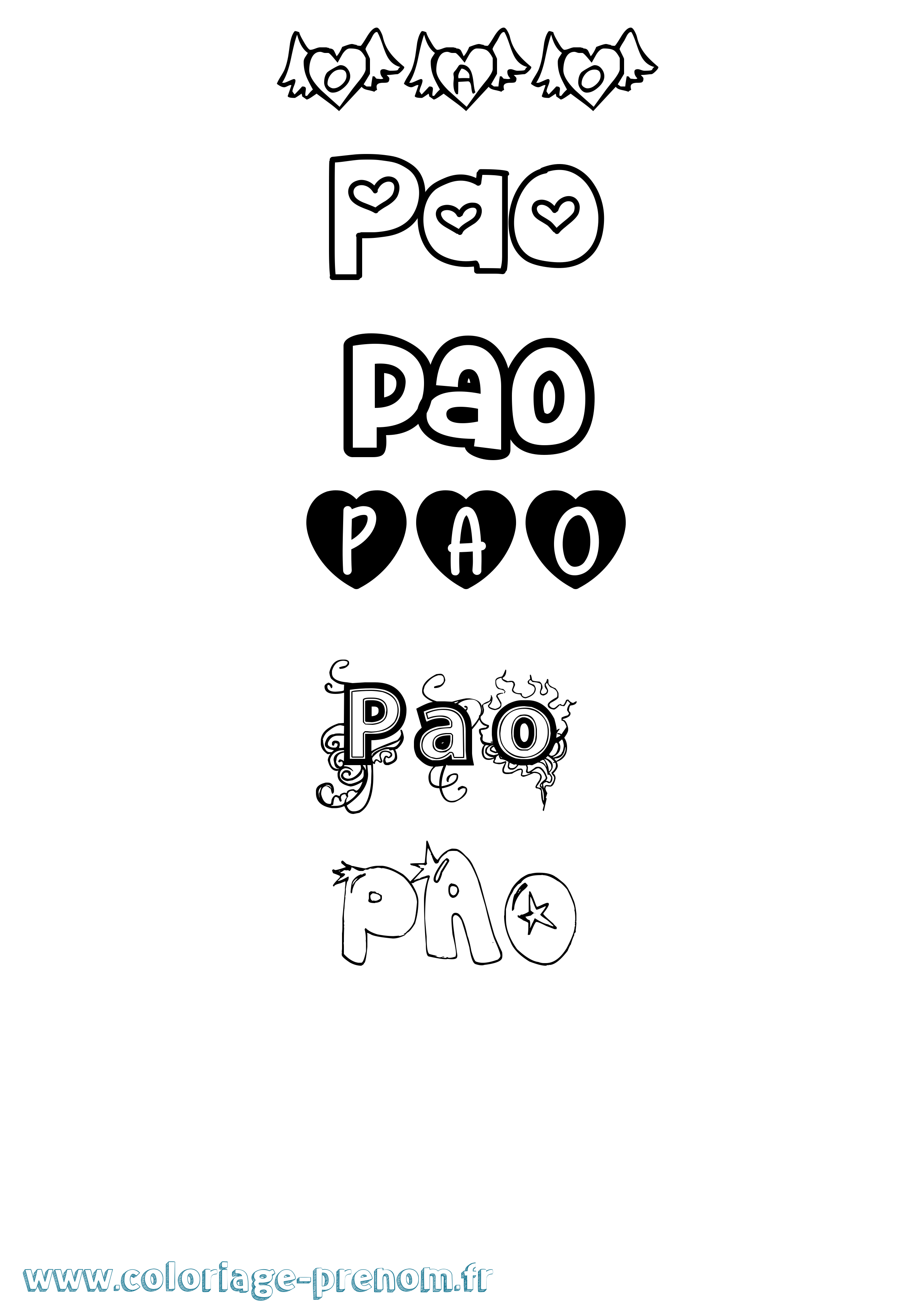 Coloriage Pao Girly Coloriage prénom Pao Girly