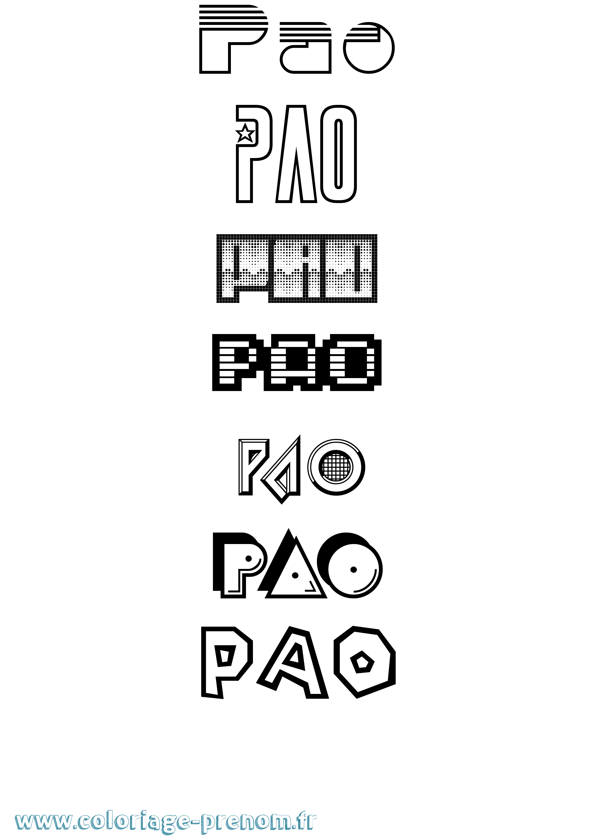 Coloriage Pao Jeux Vidéos Coloriage prénom Pao Jeux Vidéos
