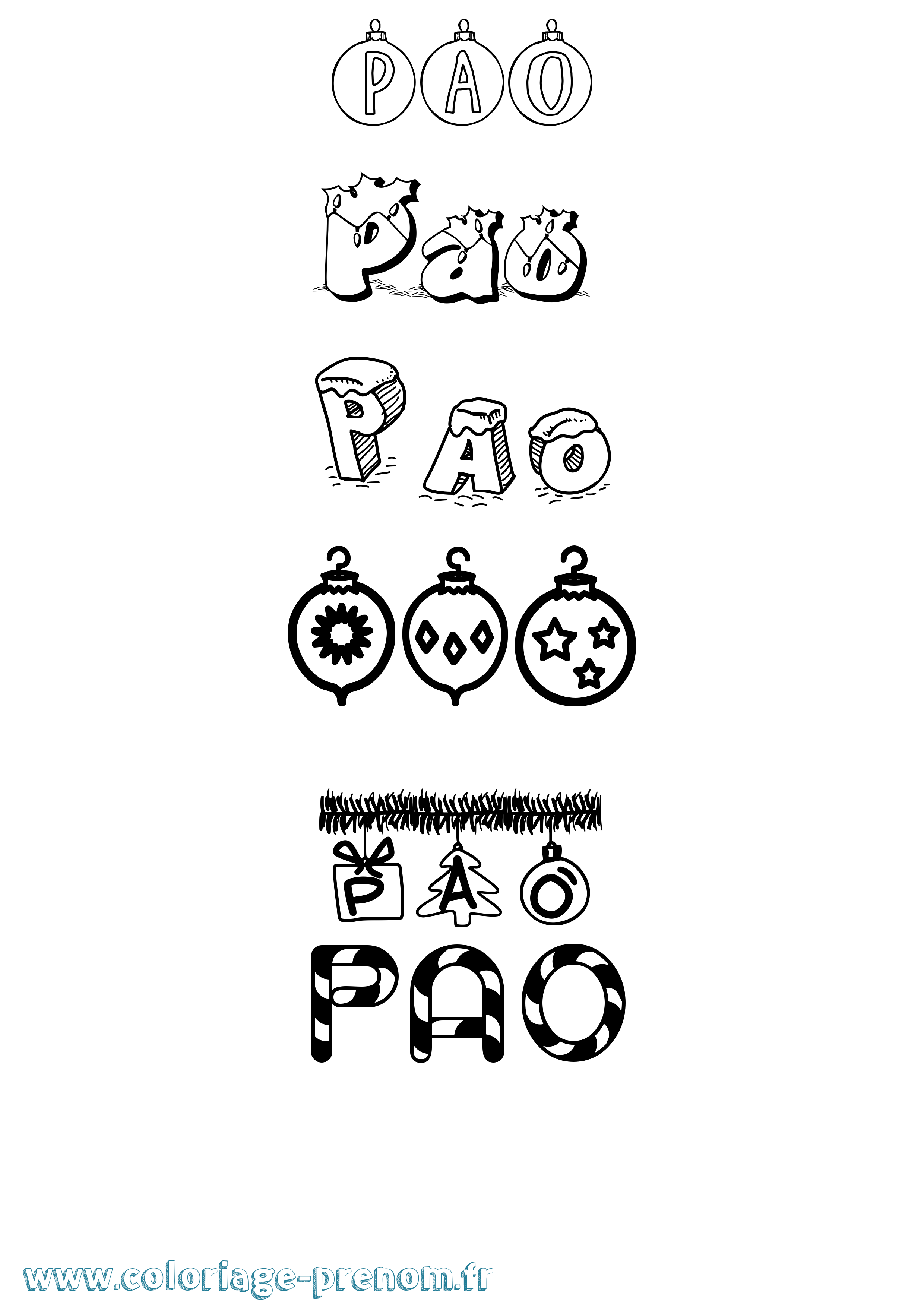 Coloriage Pao Noël Coloriage prénom Pao Noël