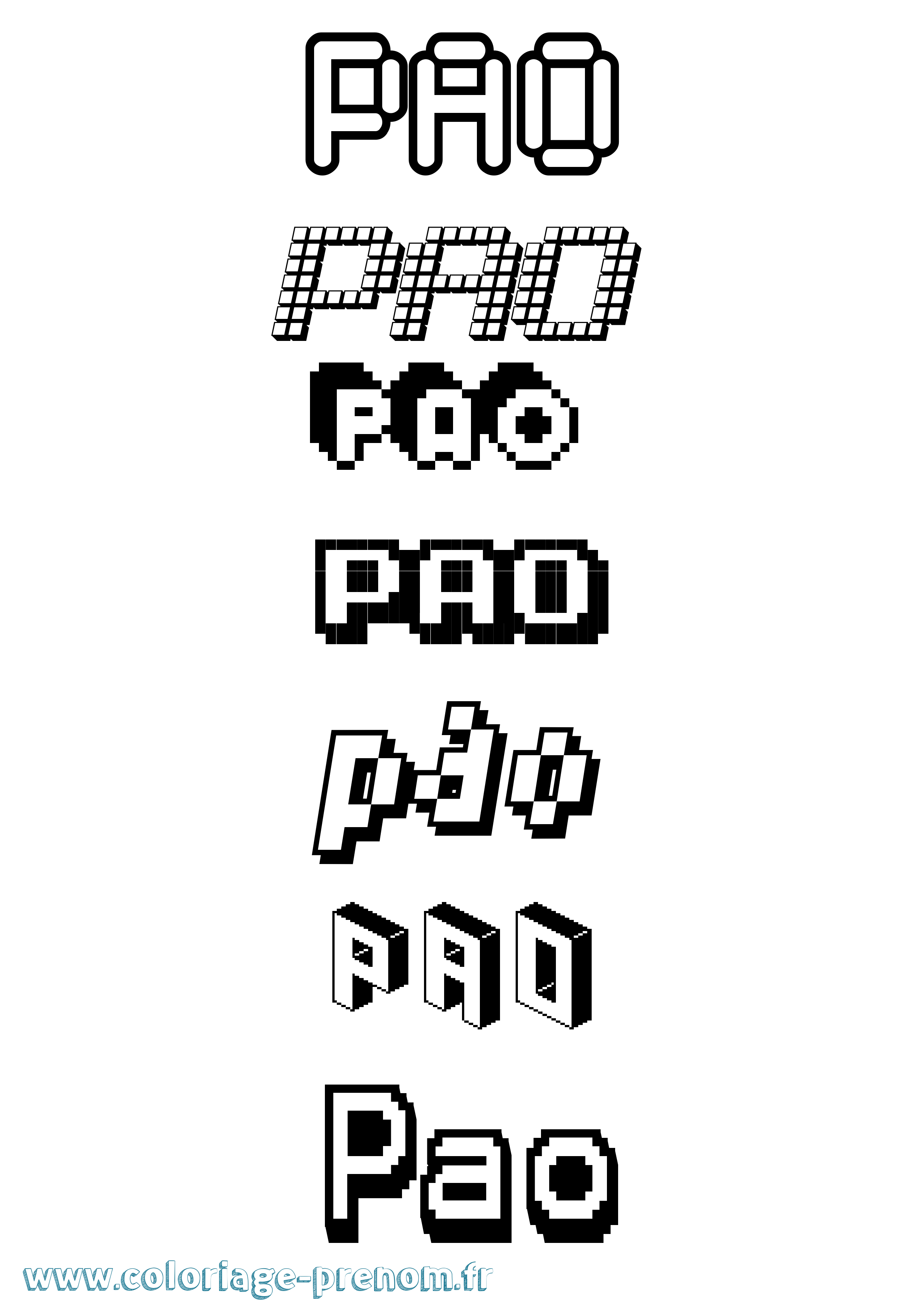 Coloriage prénom Pao Pixel