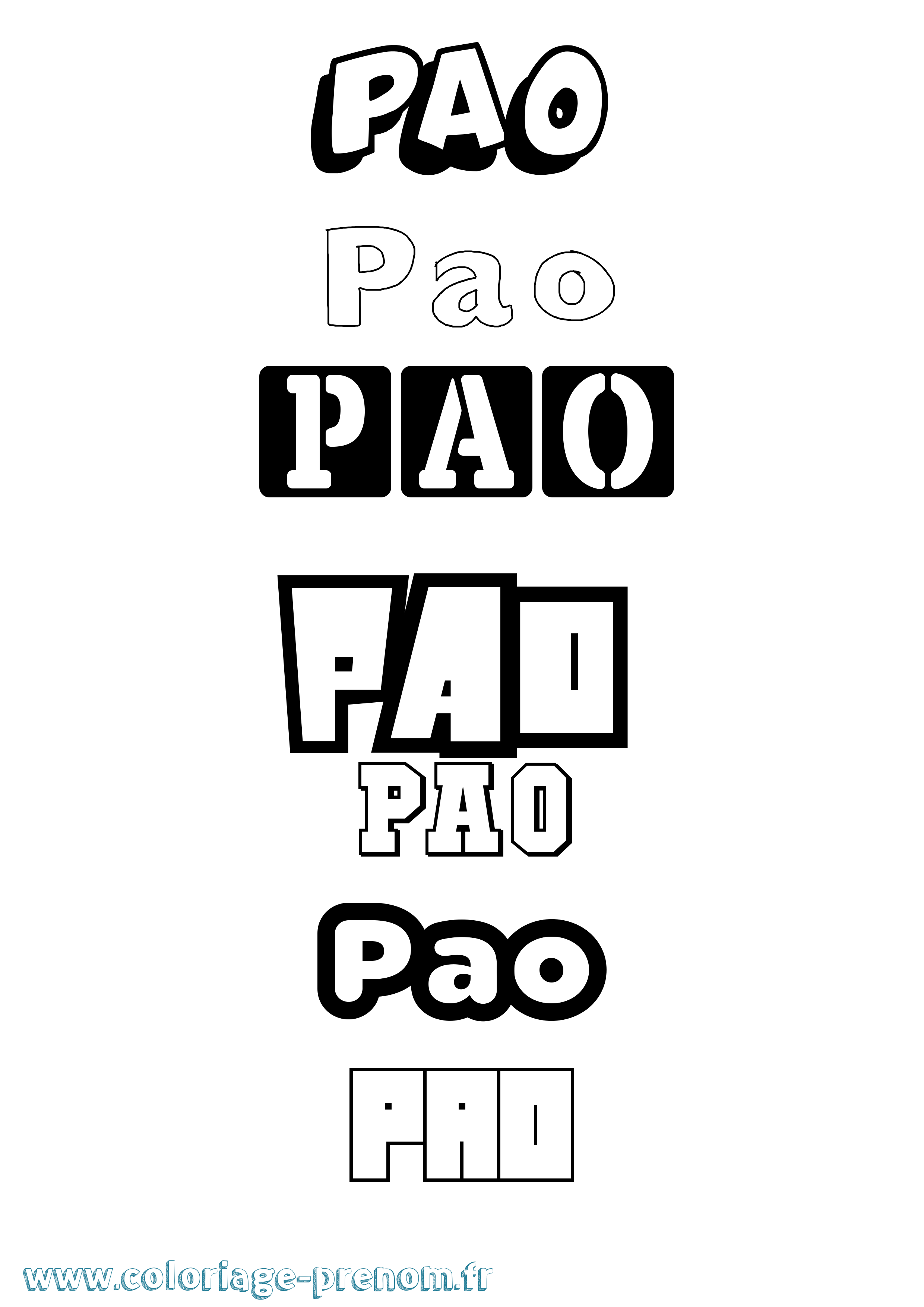 Coloriage Pao Simple Coloriage prénom Pao Simple