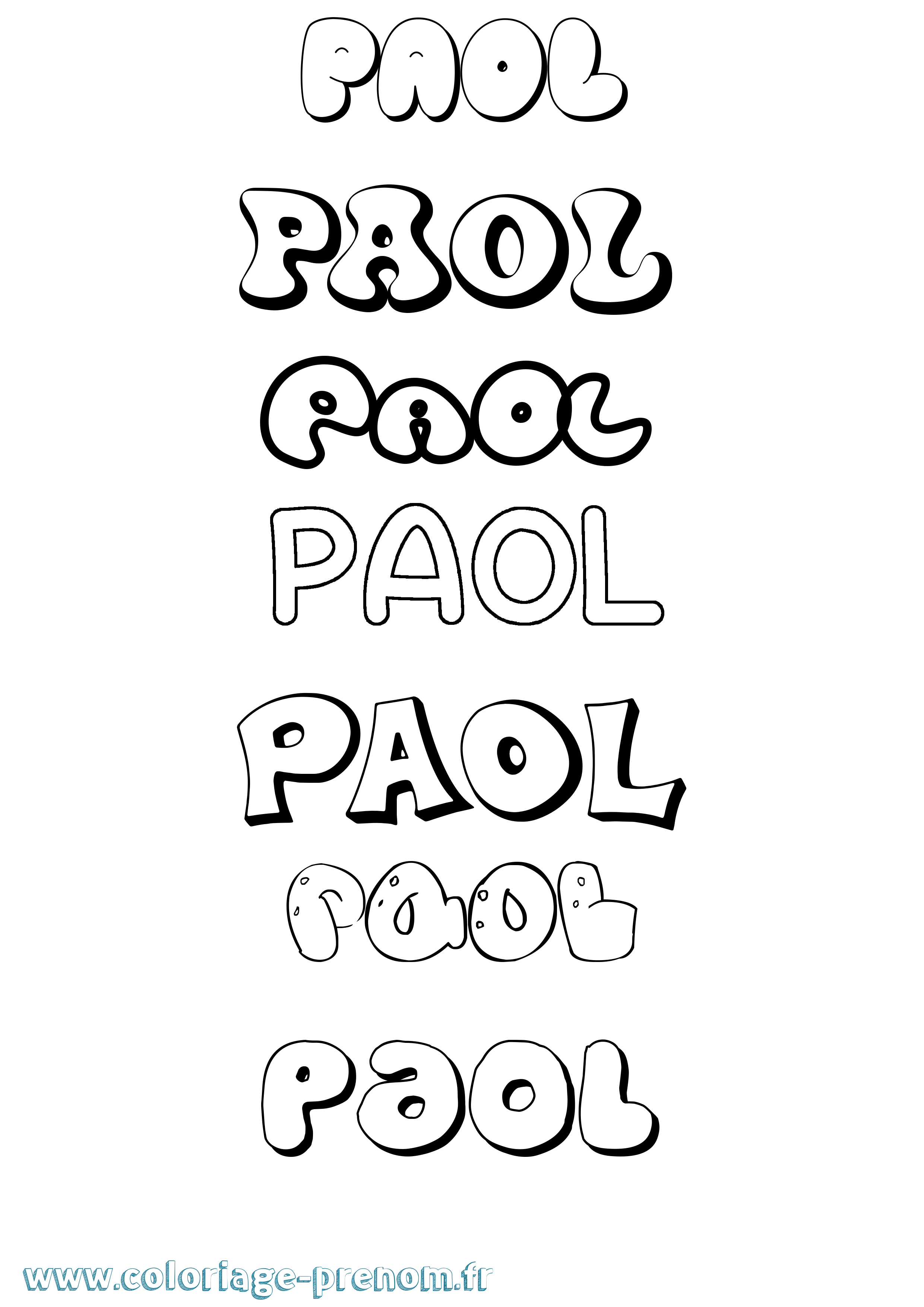 Coloriage prénom Paol Bubble