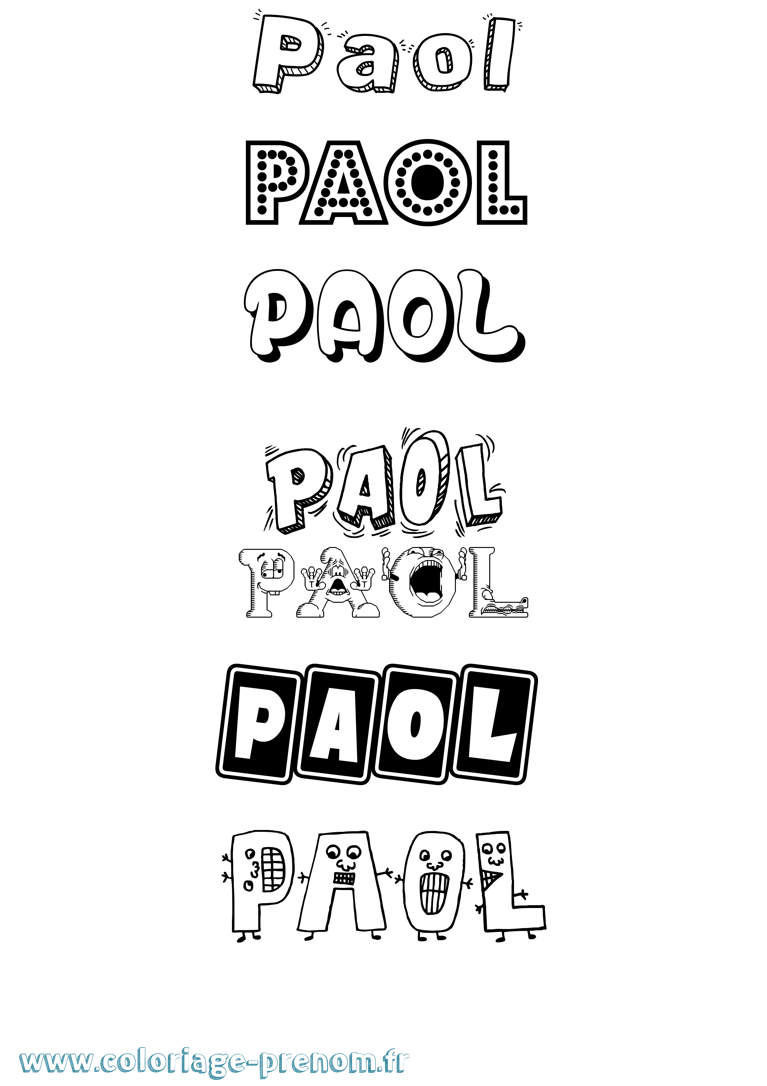 Coloriage prénom Paol Fun