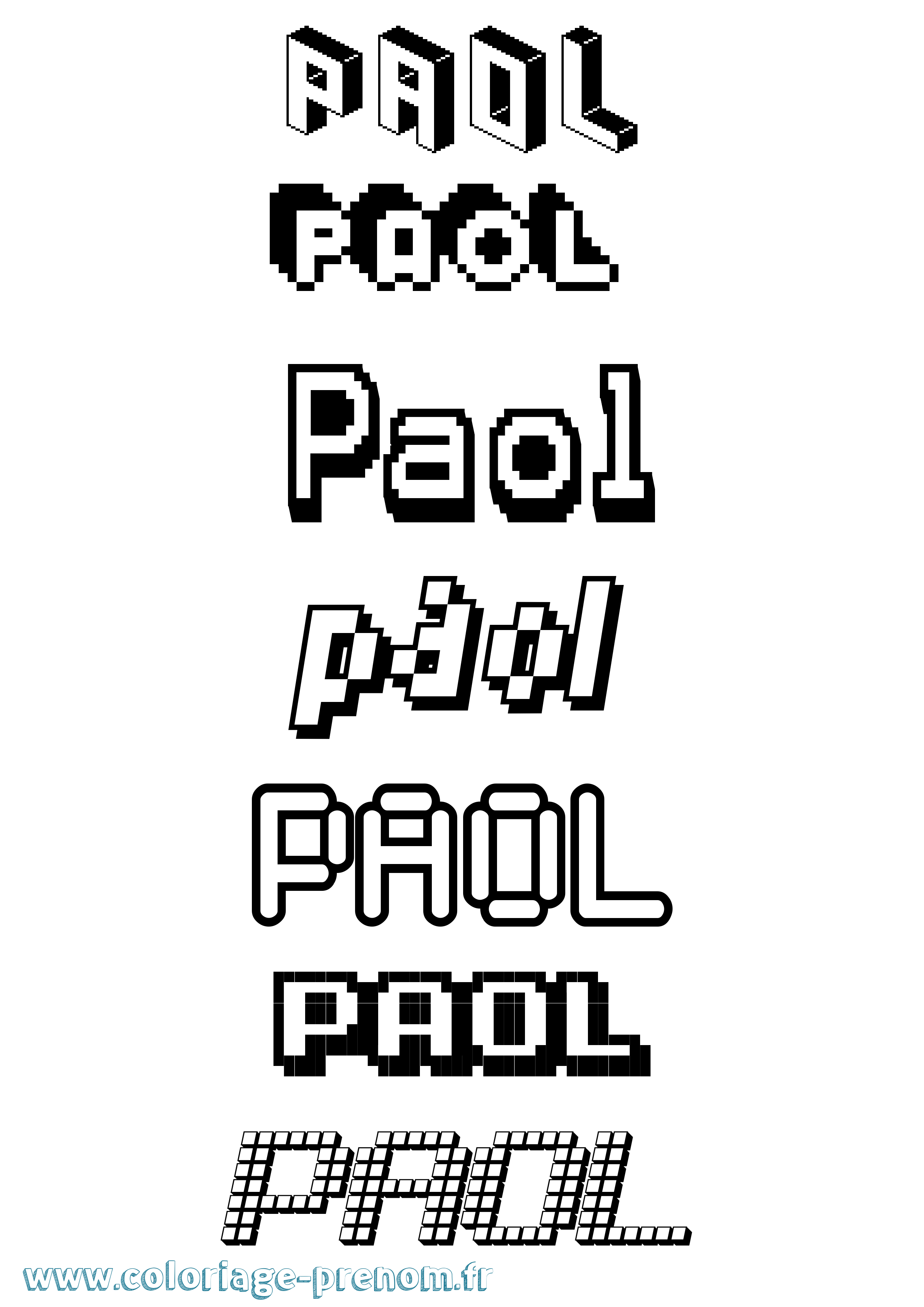Coloriage prénom Paol Pixel