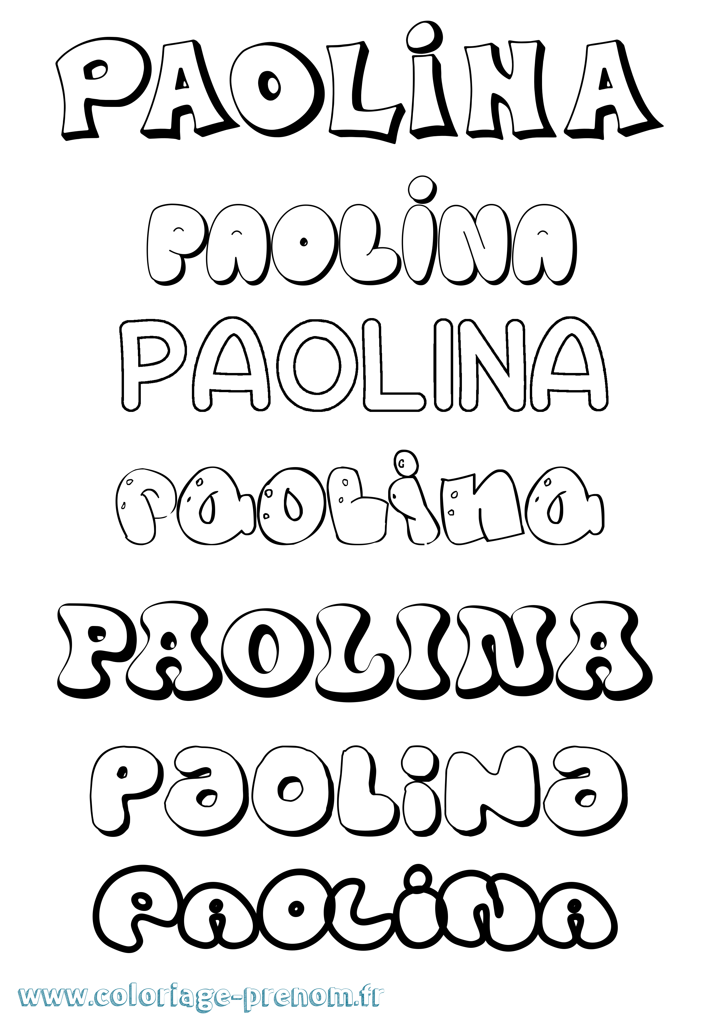 Coloriage prénom Paolina Bubble