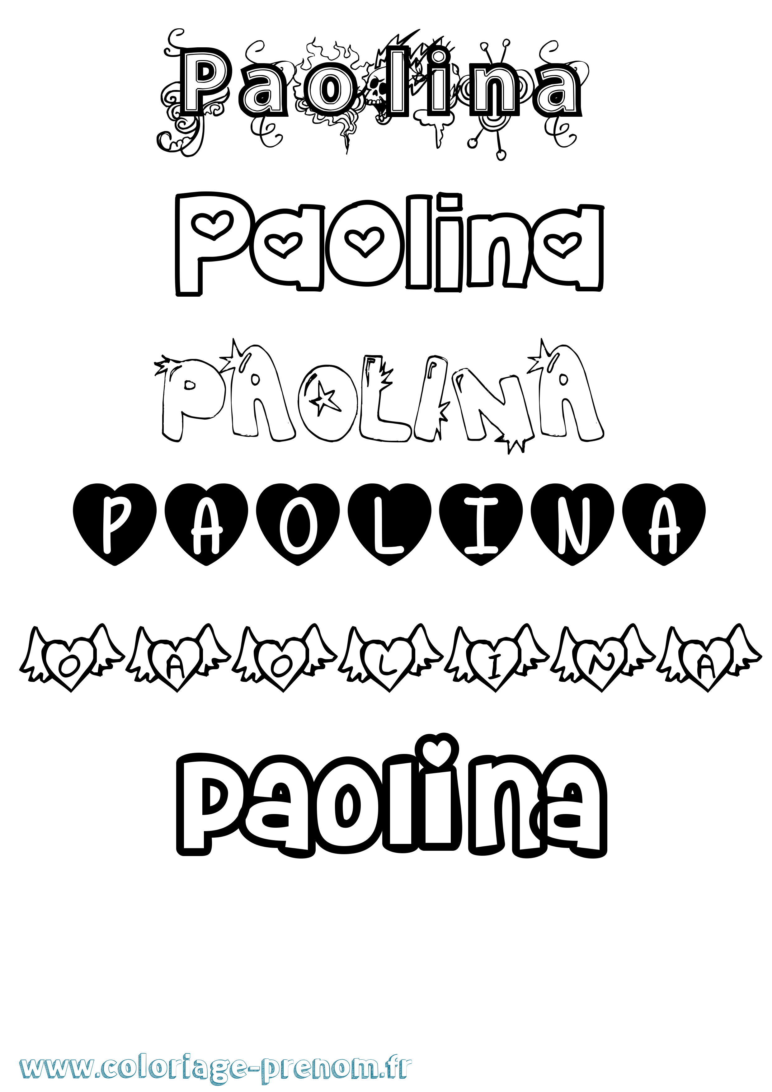 Coloriage prénom Paolina Girly