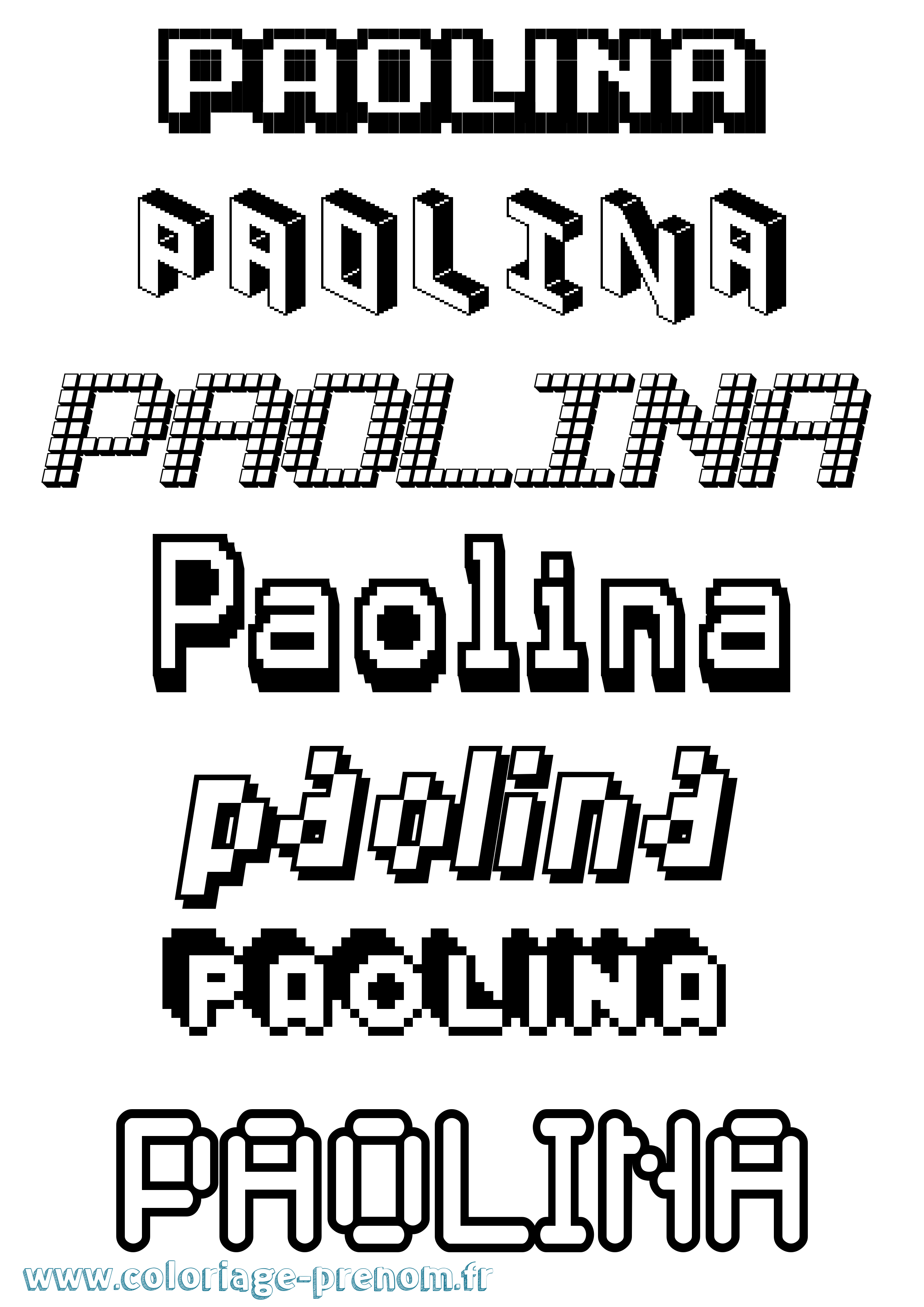 Coloriage prénom Paolina Pixel