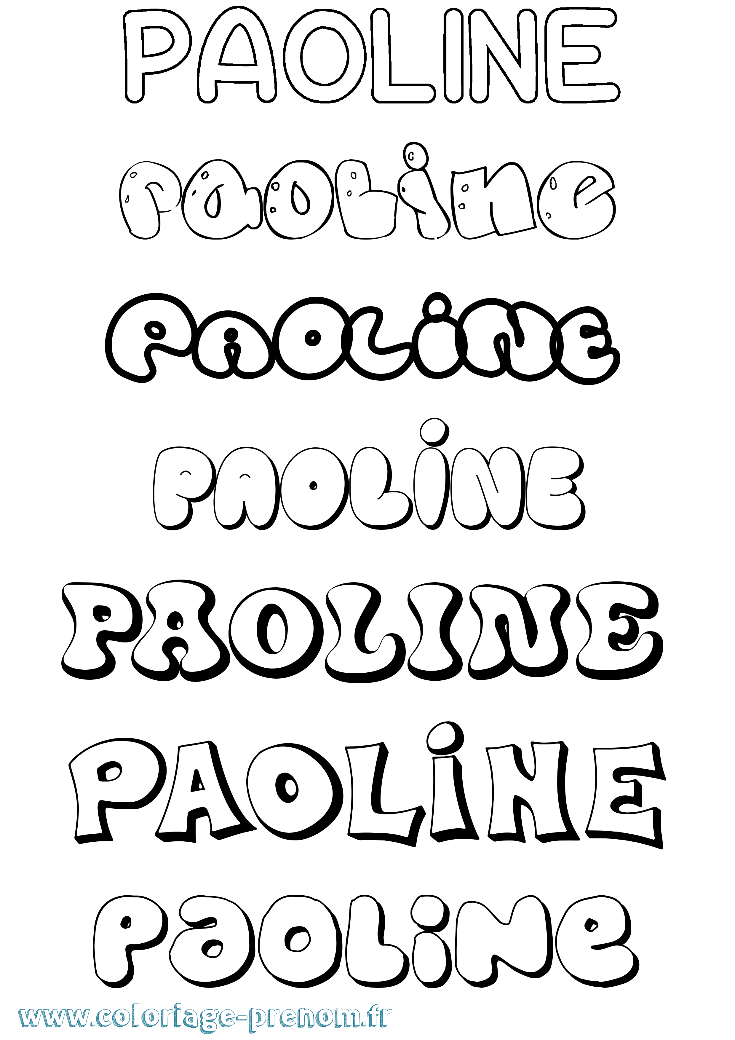 Coloriage prénom Paoline Bubble
