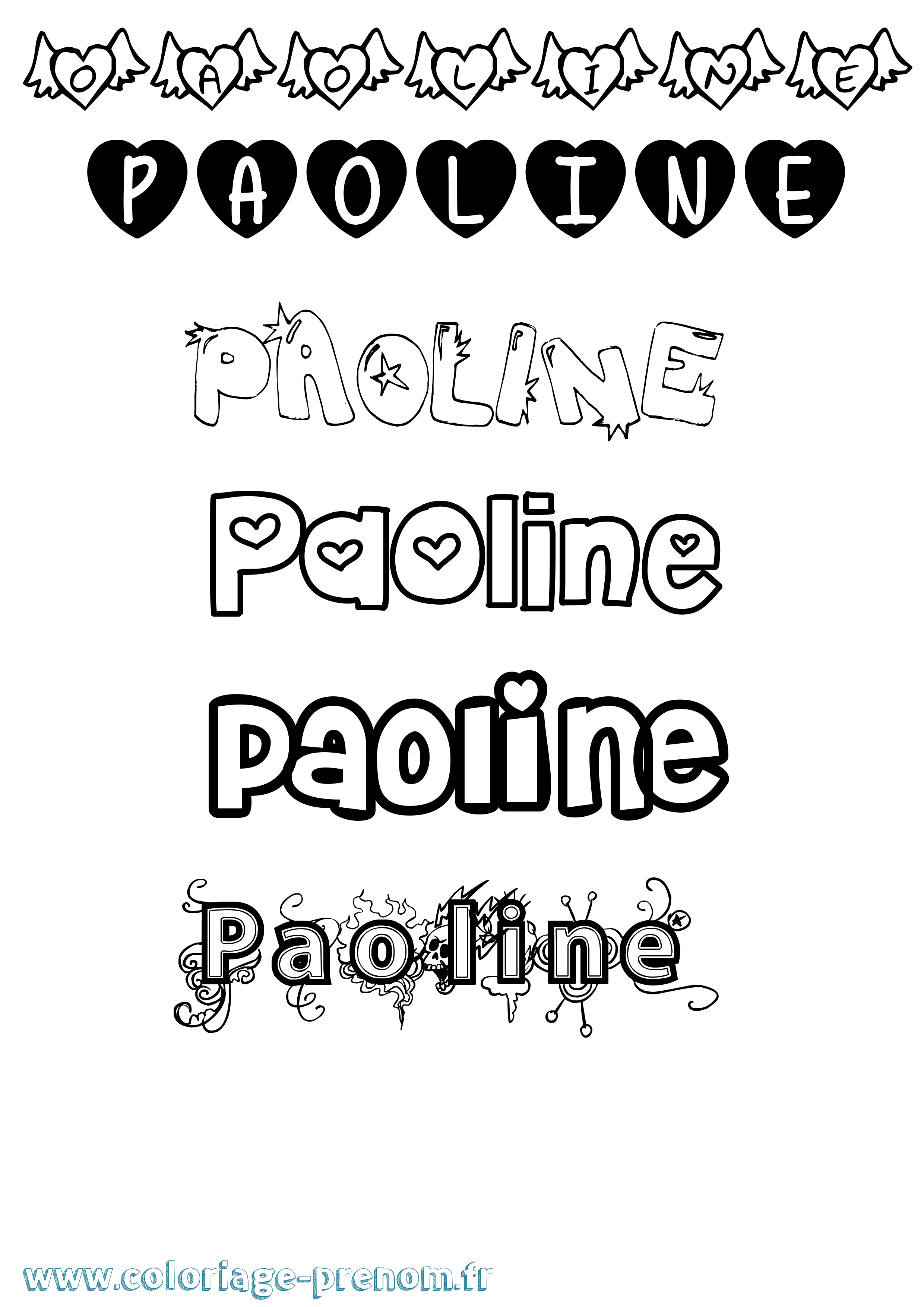 Coloriage prénom Paoline Girly