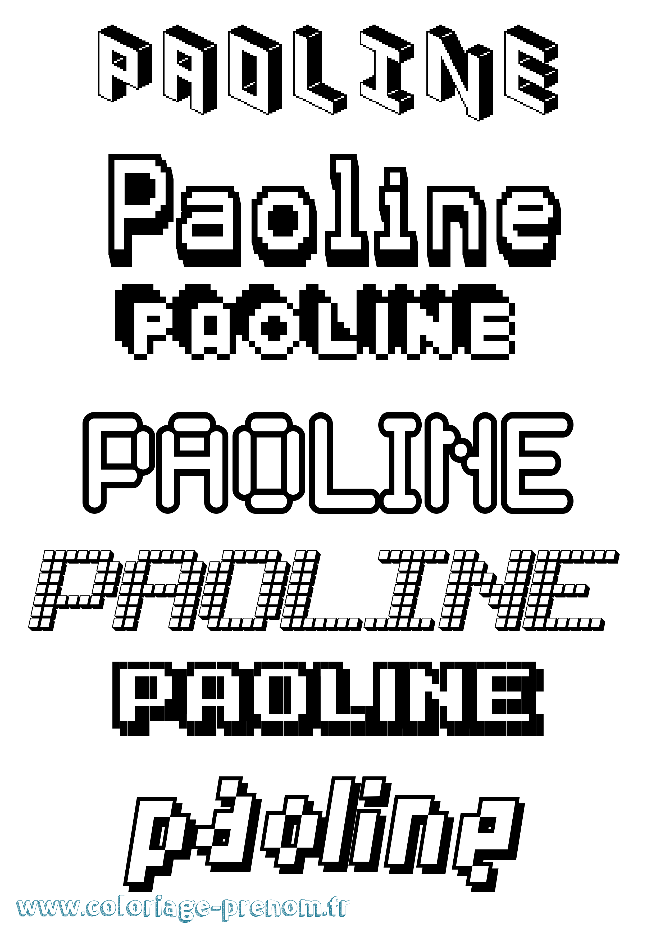 Coloriage prénom Paoline Pixel