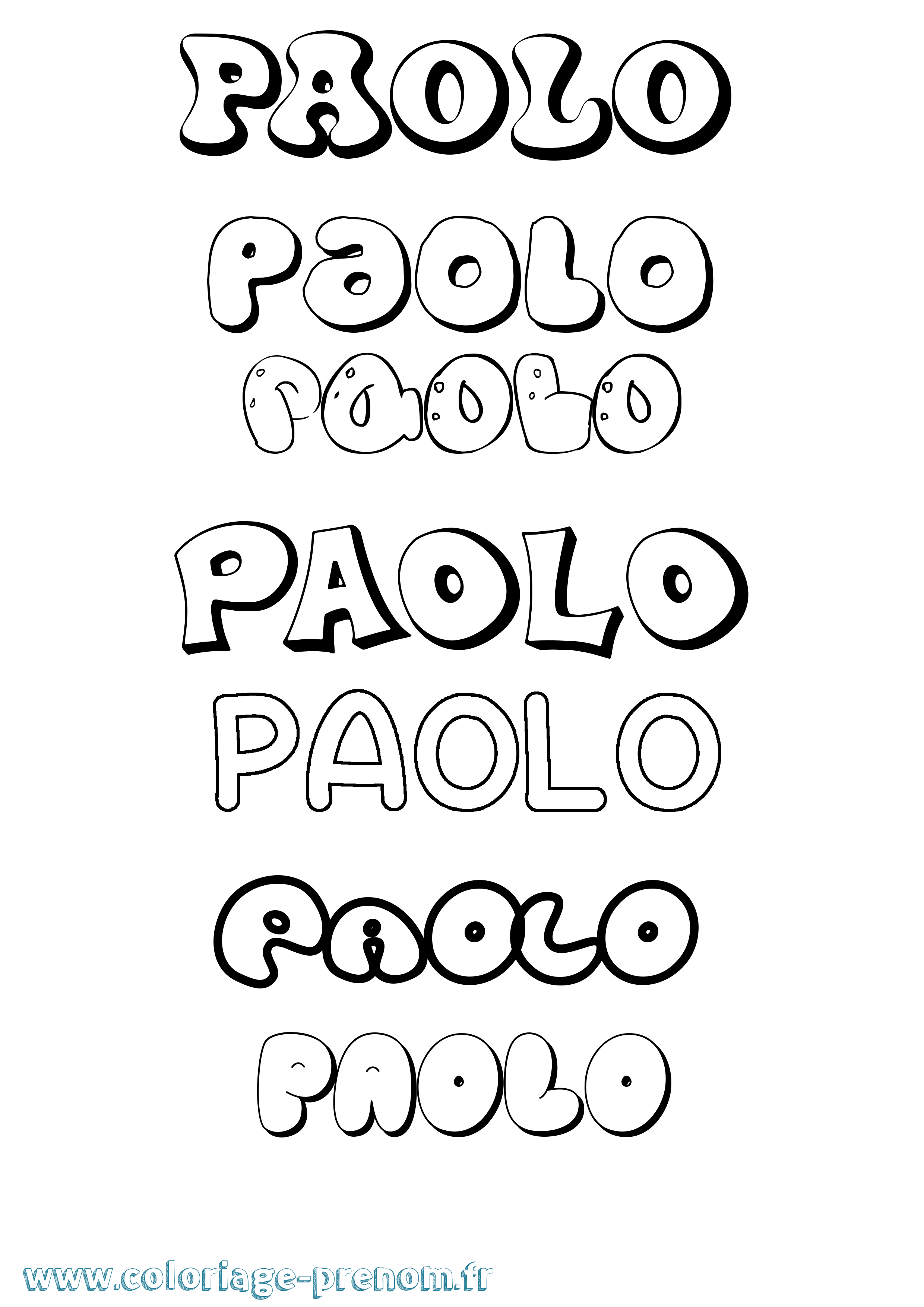 Coloriage prénom Paolo Bubble