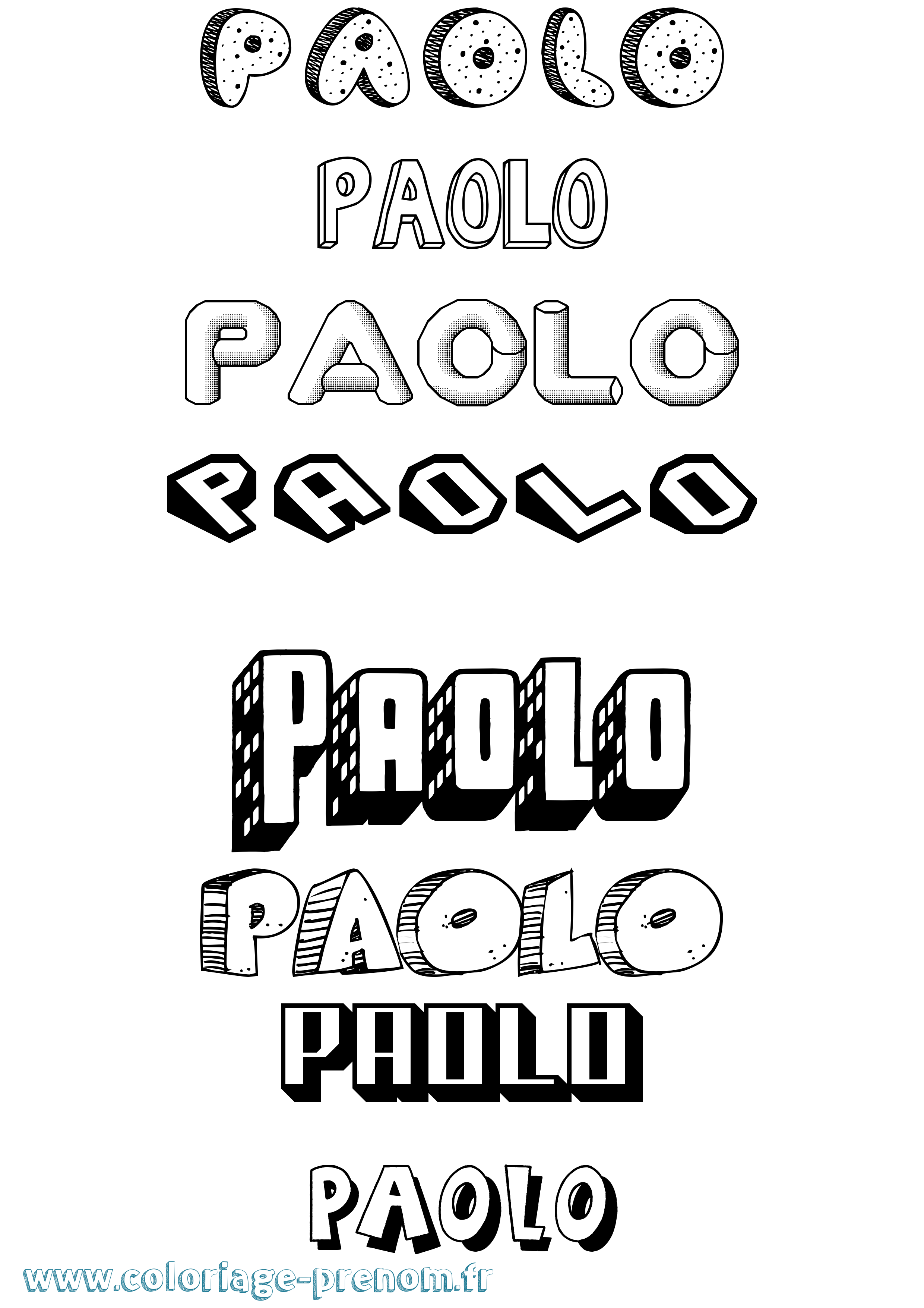 Coloriage Paolo Effet 3D Coloriage prénom Paolo Effet 3D