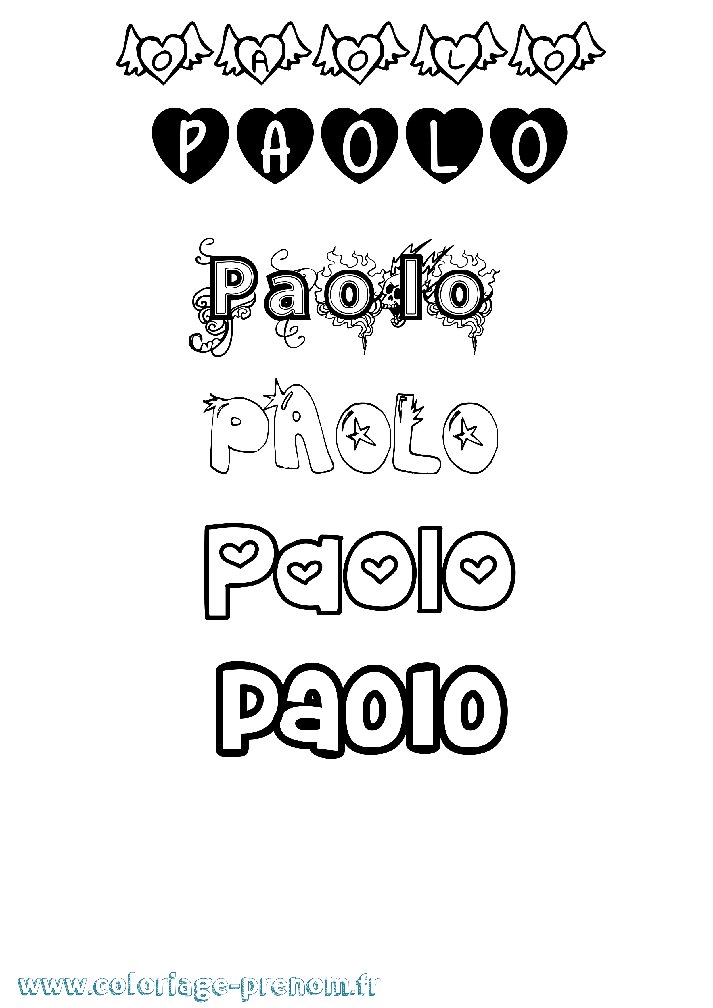 Coloriage prénom Paolo Girly