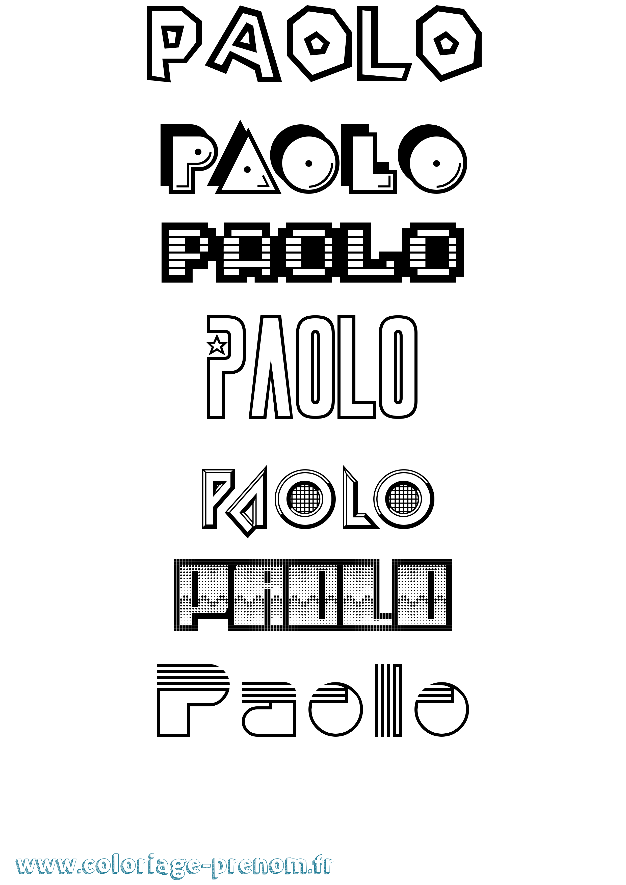 Coloriage prénom Paolo Jeux Vidéos
