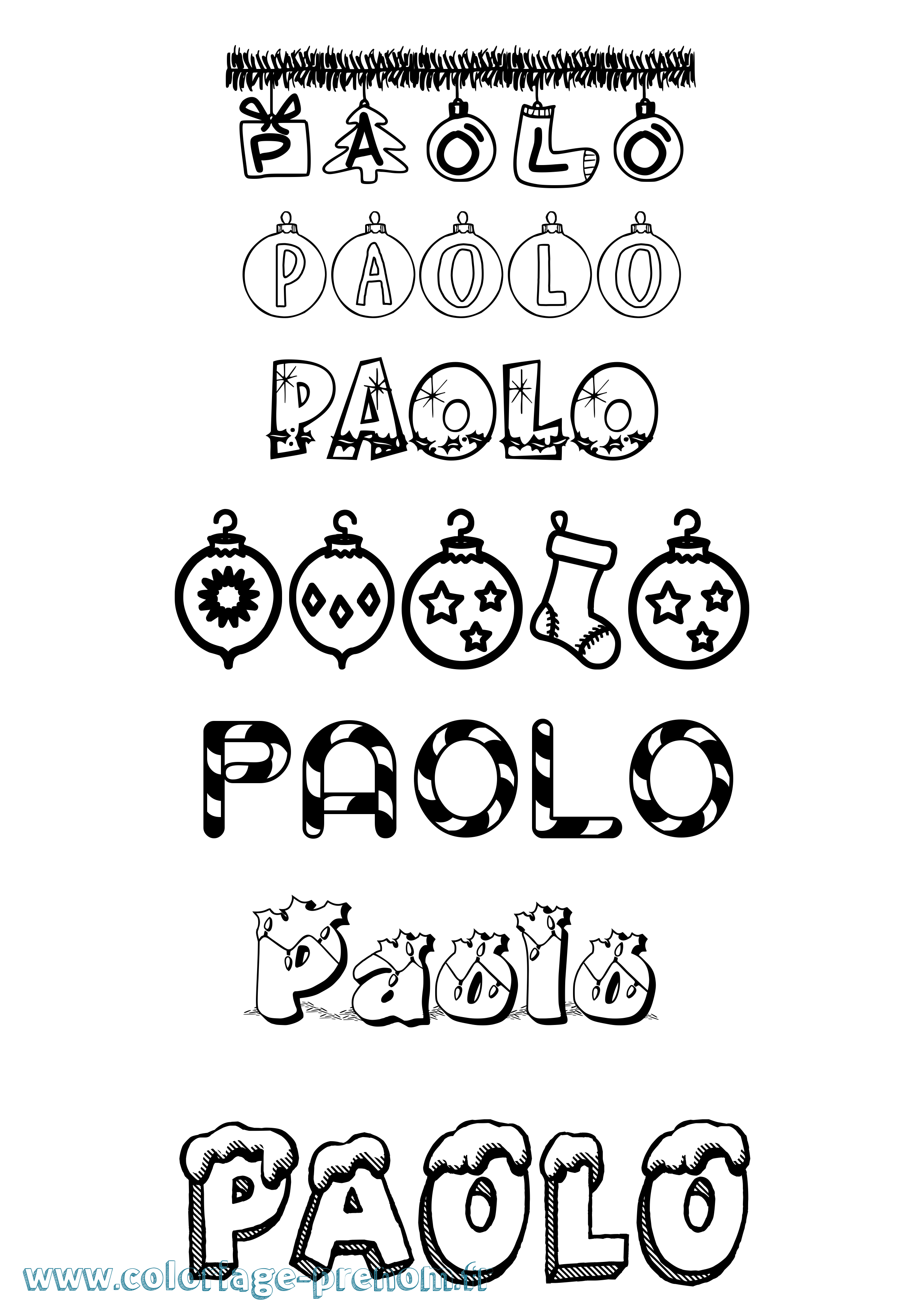Coloriage Paolo Noël Coloriage prénom Paolo Noël