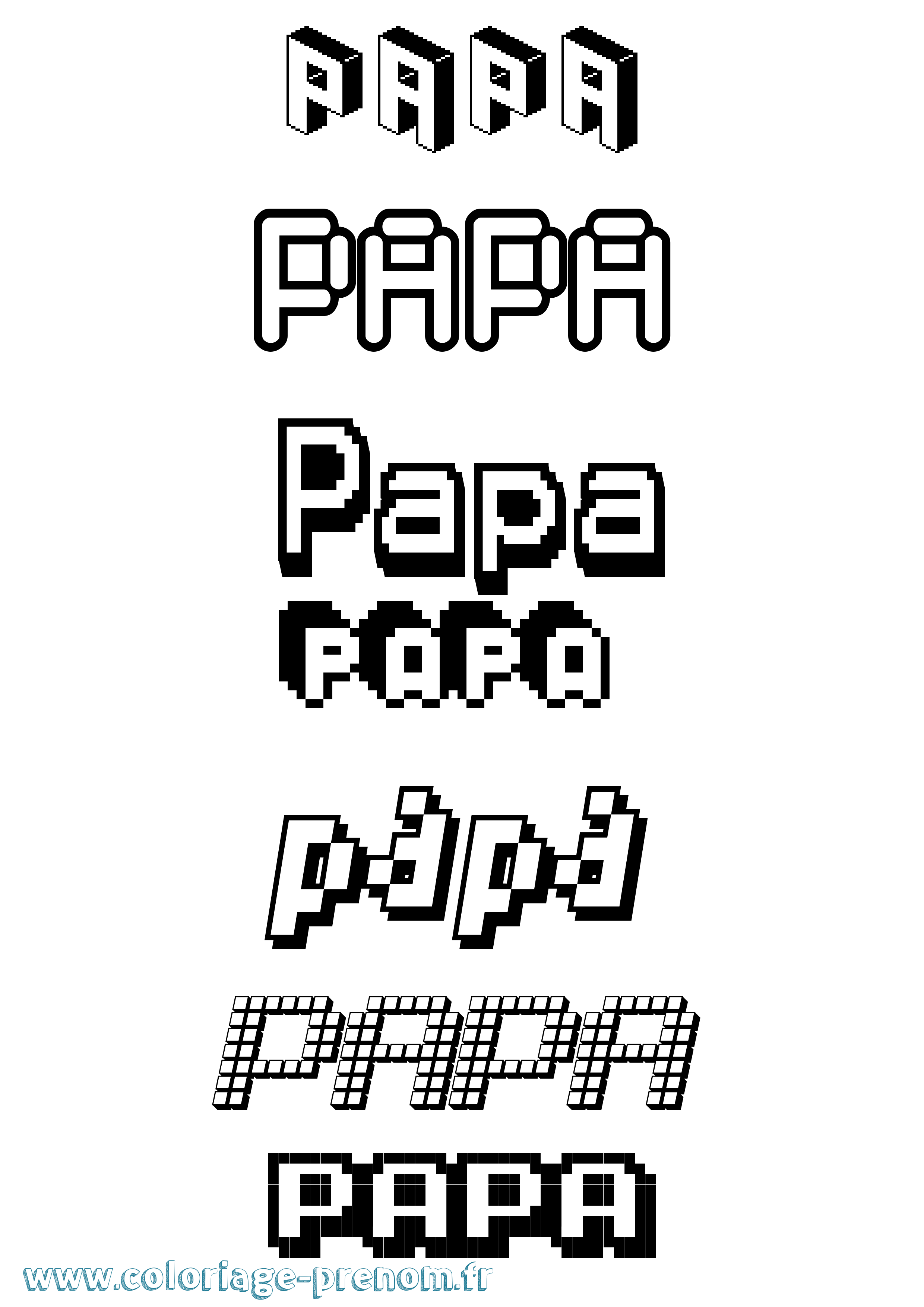 Coloriage prénom Papa Pixel