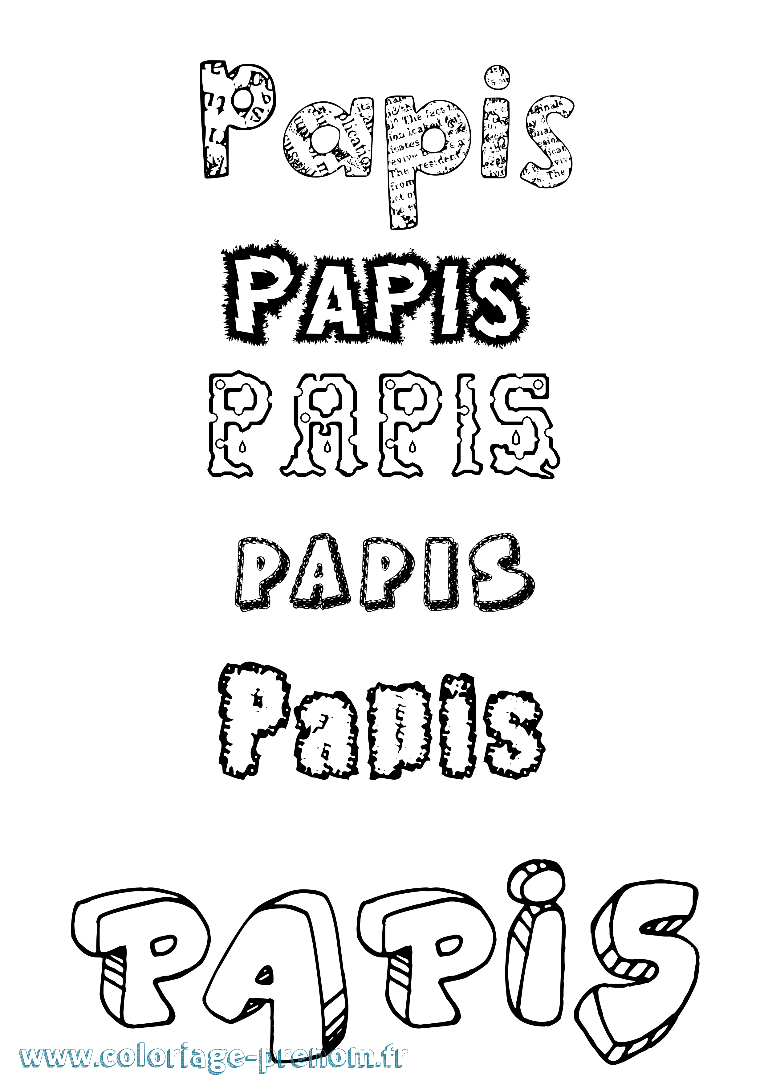 Coloriage Papis Destructuré Coloriage prénom Papis Destructuré