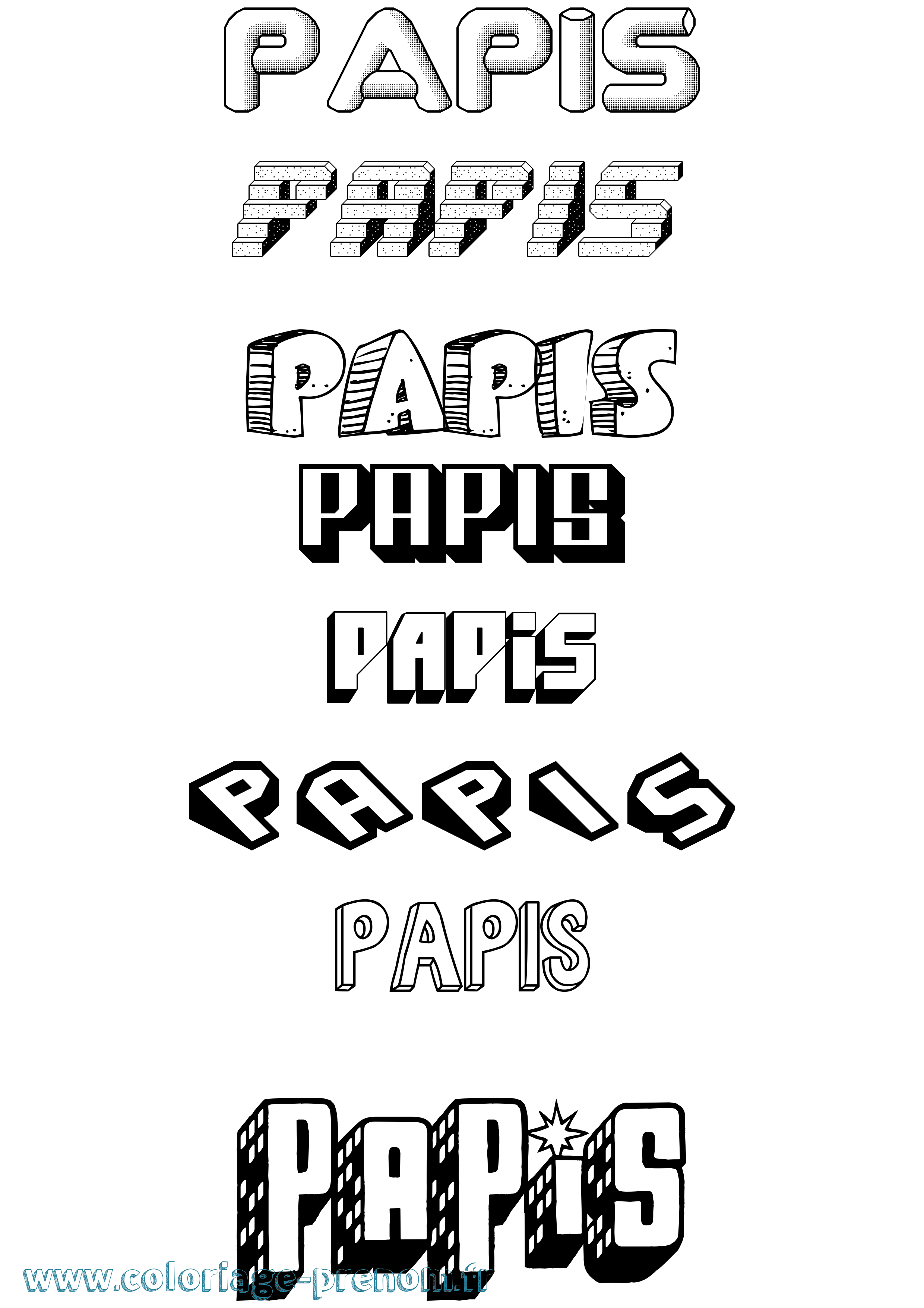 Coloriage Papis Effet 3D Coloriage prénom Papis Effet 3D
