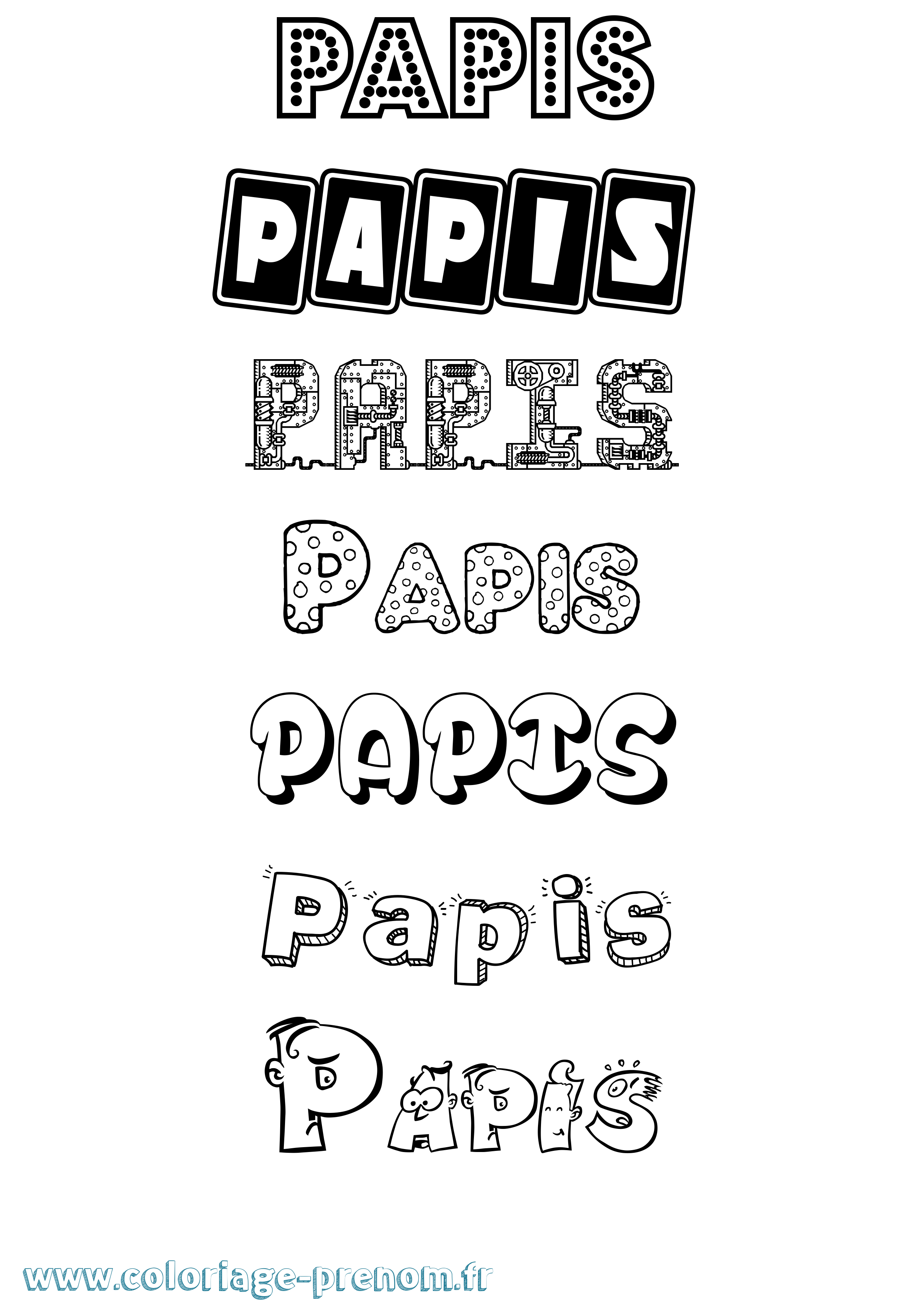 Coloriage prénom Papis Fun